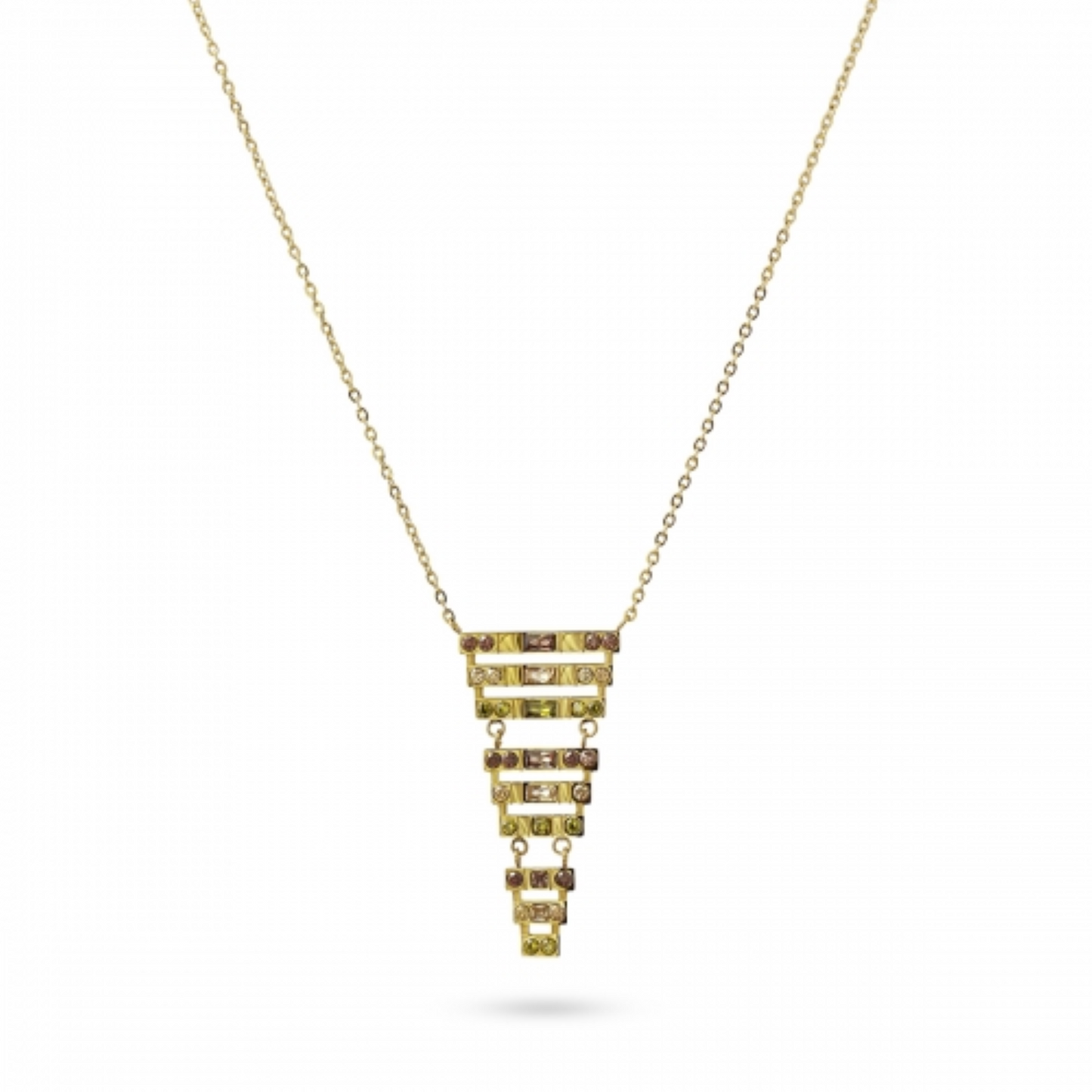 Anartxy Gold Triangular Zirconia Necklace - BCO531