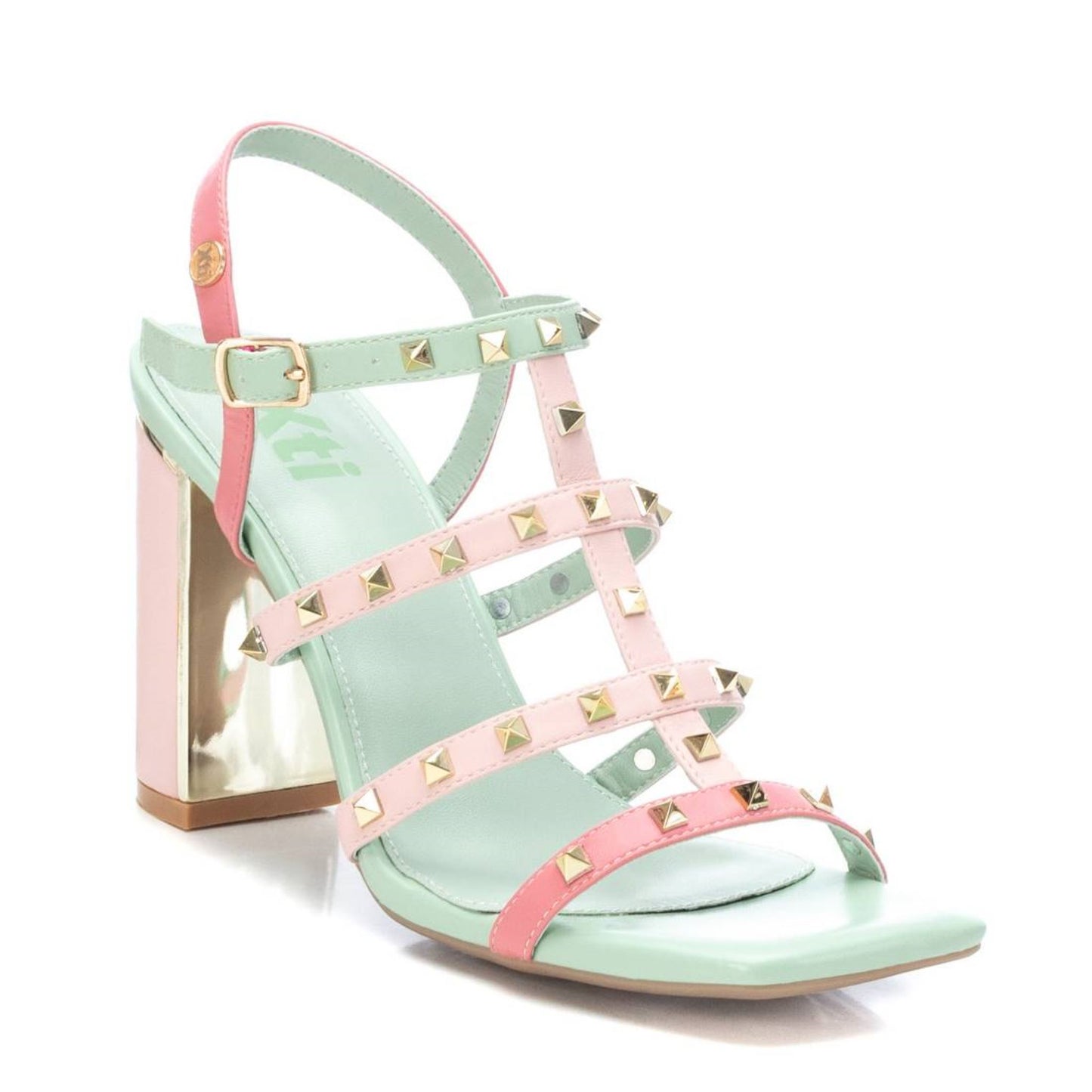 XTI Multi-Colour Gold Studded Heeled Sandal - 141428