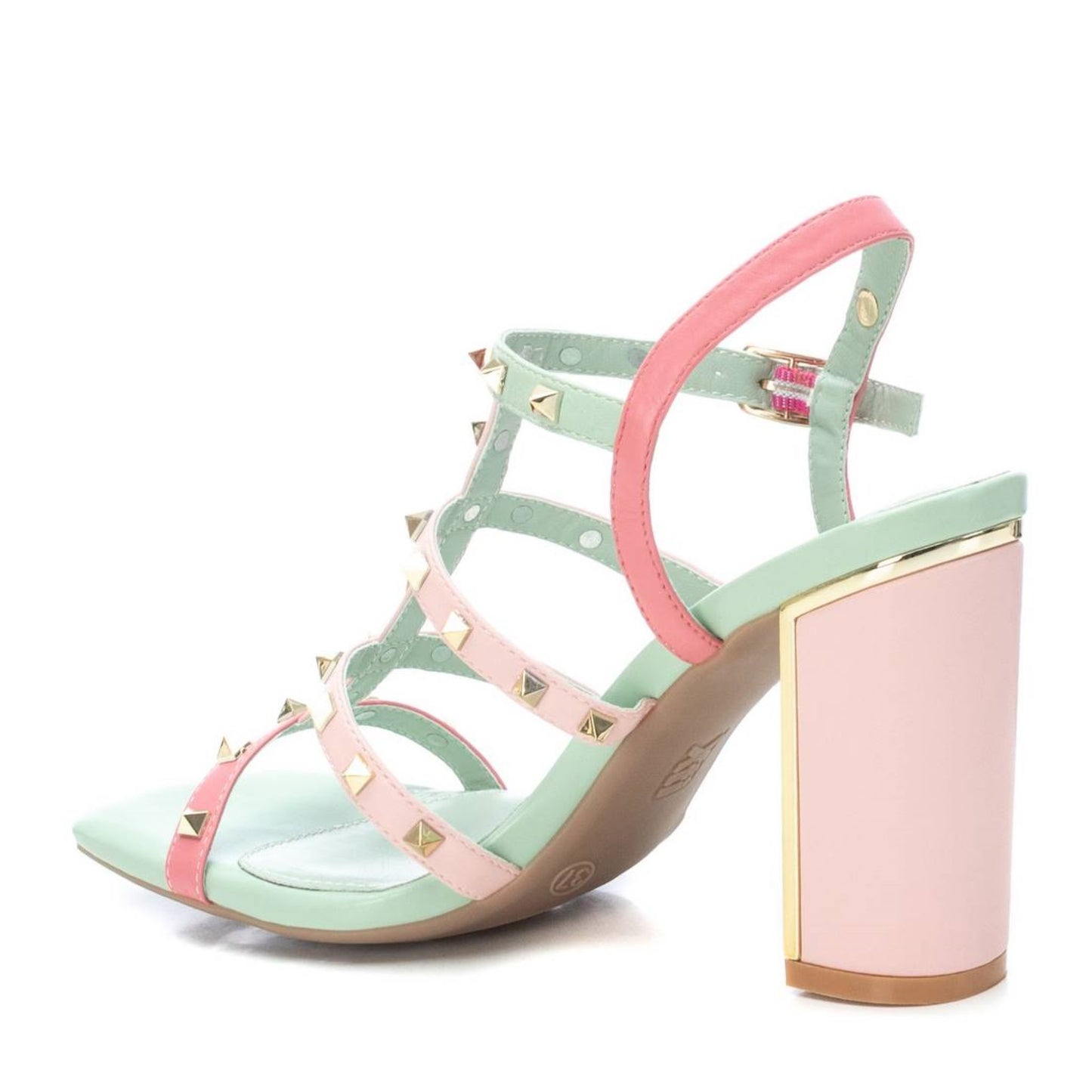 XTI Multi-Colour Gold Studded Heeled Sandal - 141428