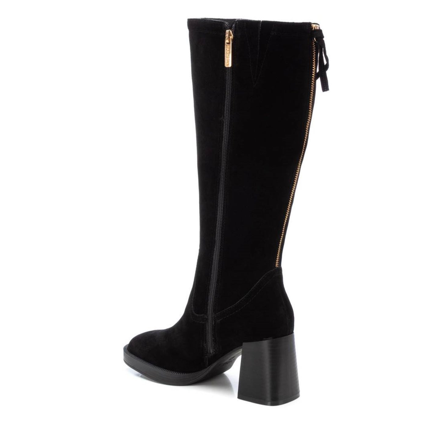 Carmela Black Suede Long Boot - 161217