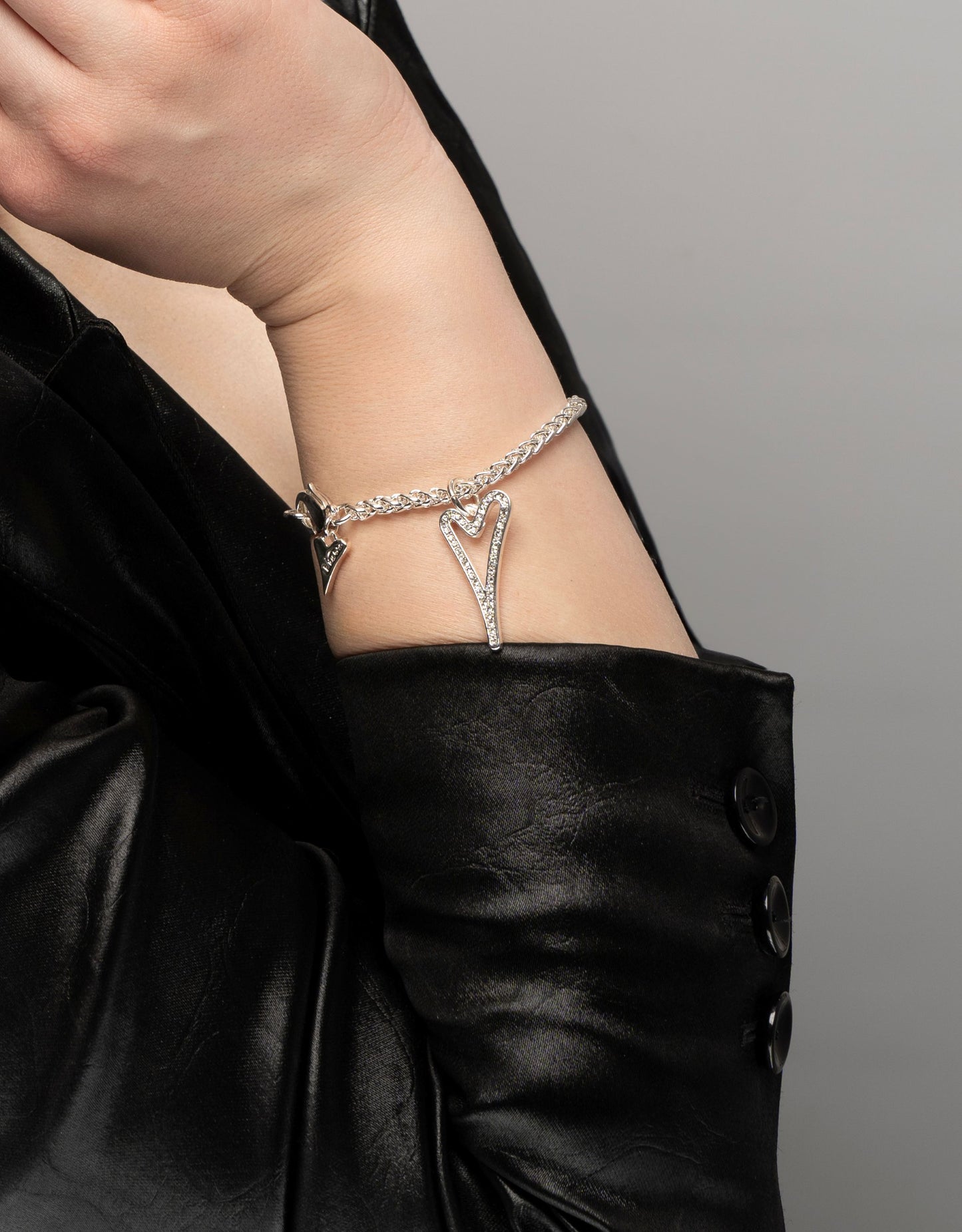 Miss Dee Silver Bracelet with Cubic Zirconia Hollow Heart - 1800500