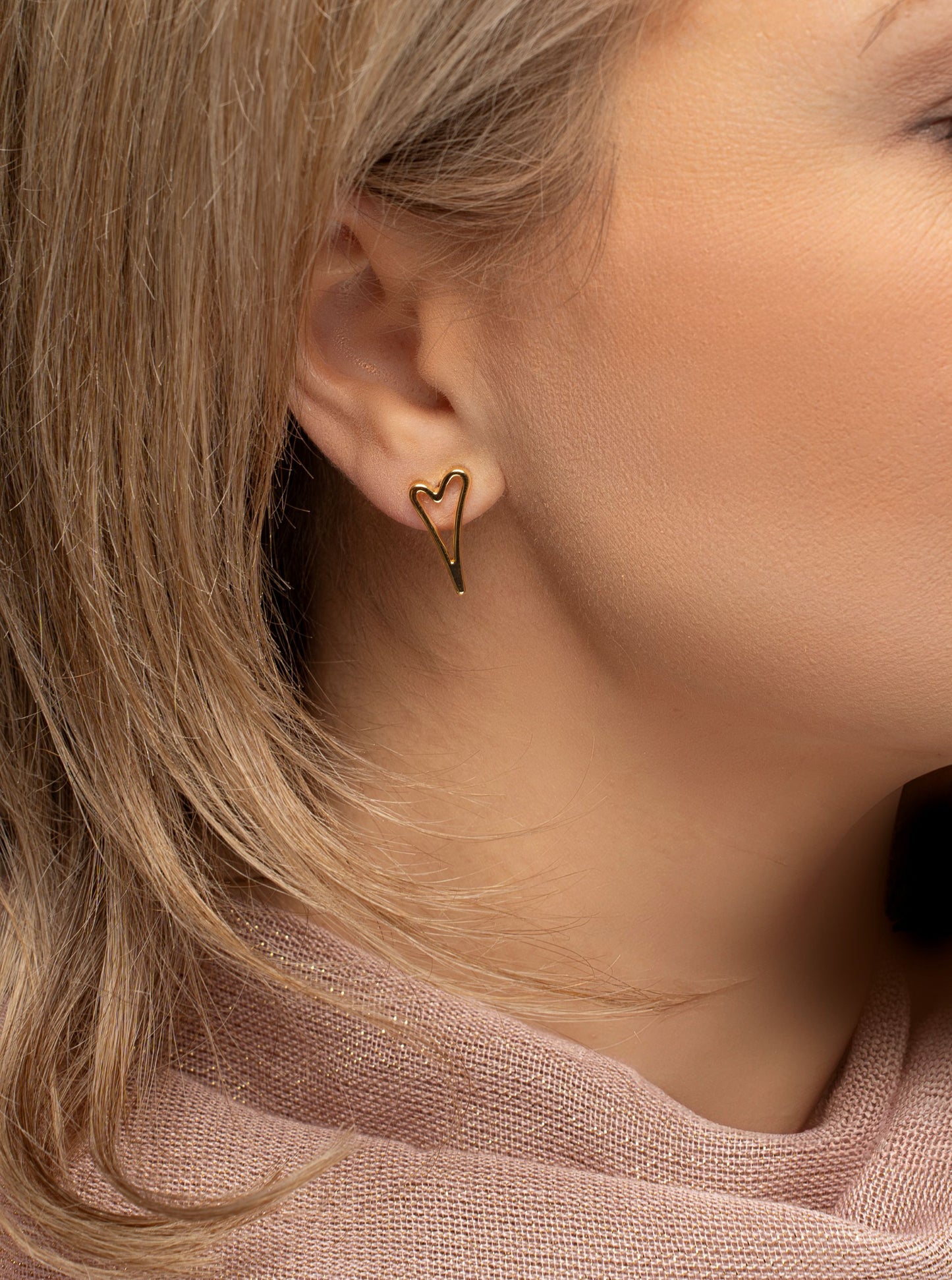 Miss Dee Gold Hollow Heart Earrings - 1900249