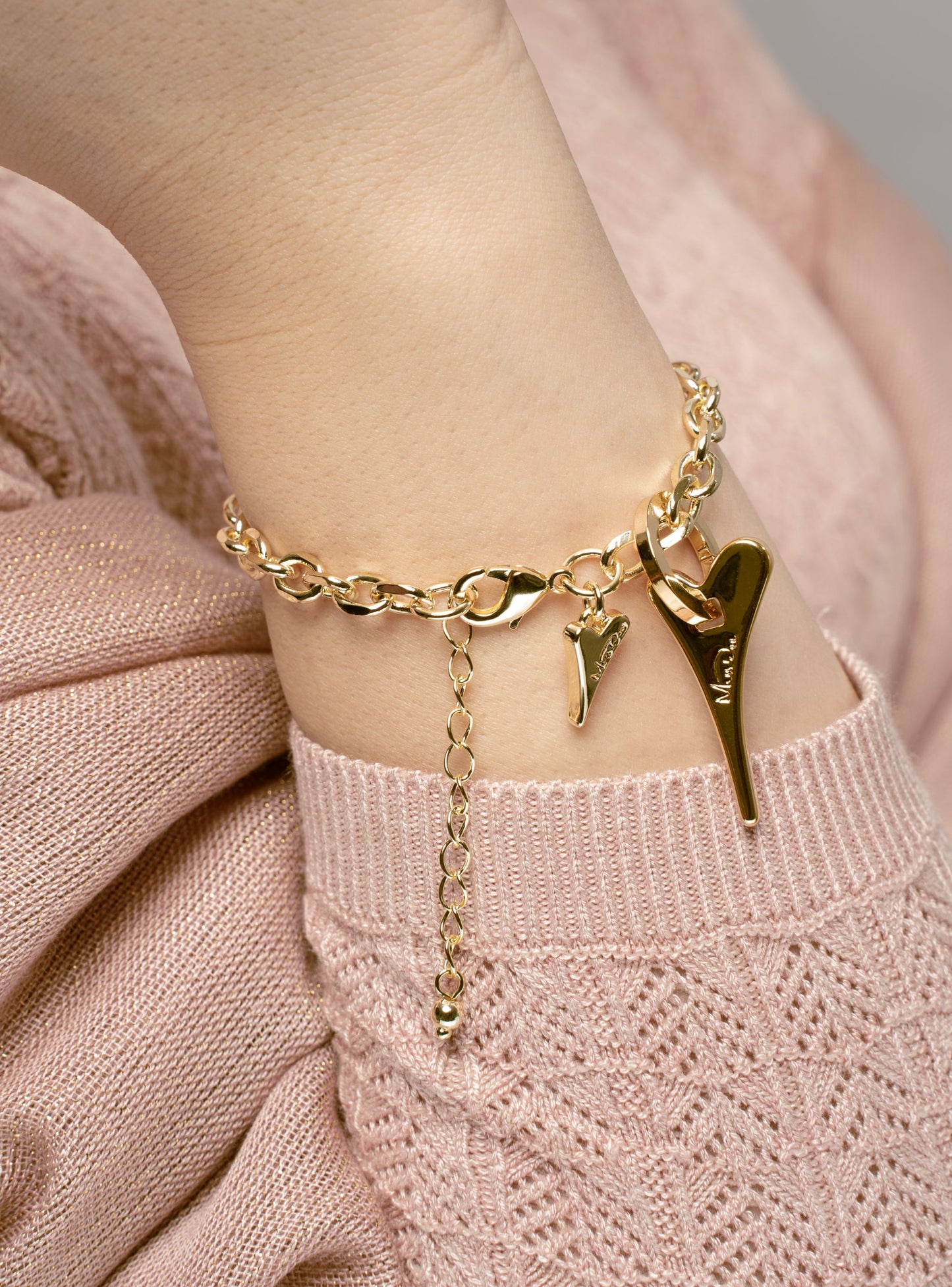 Miss Dee Gold Bracelet with Solid Gold Heart - 1900252