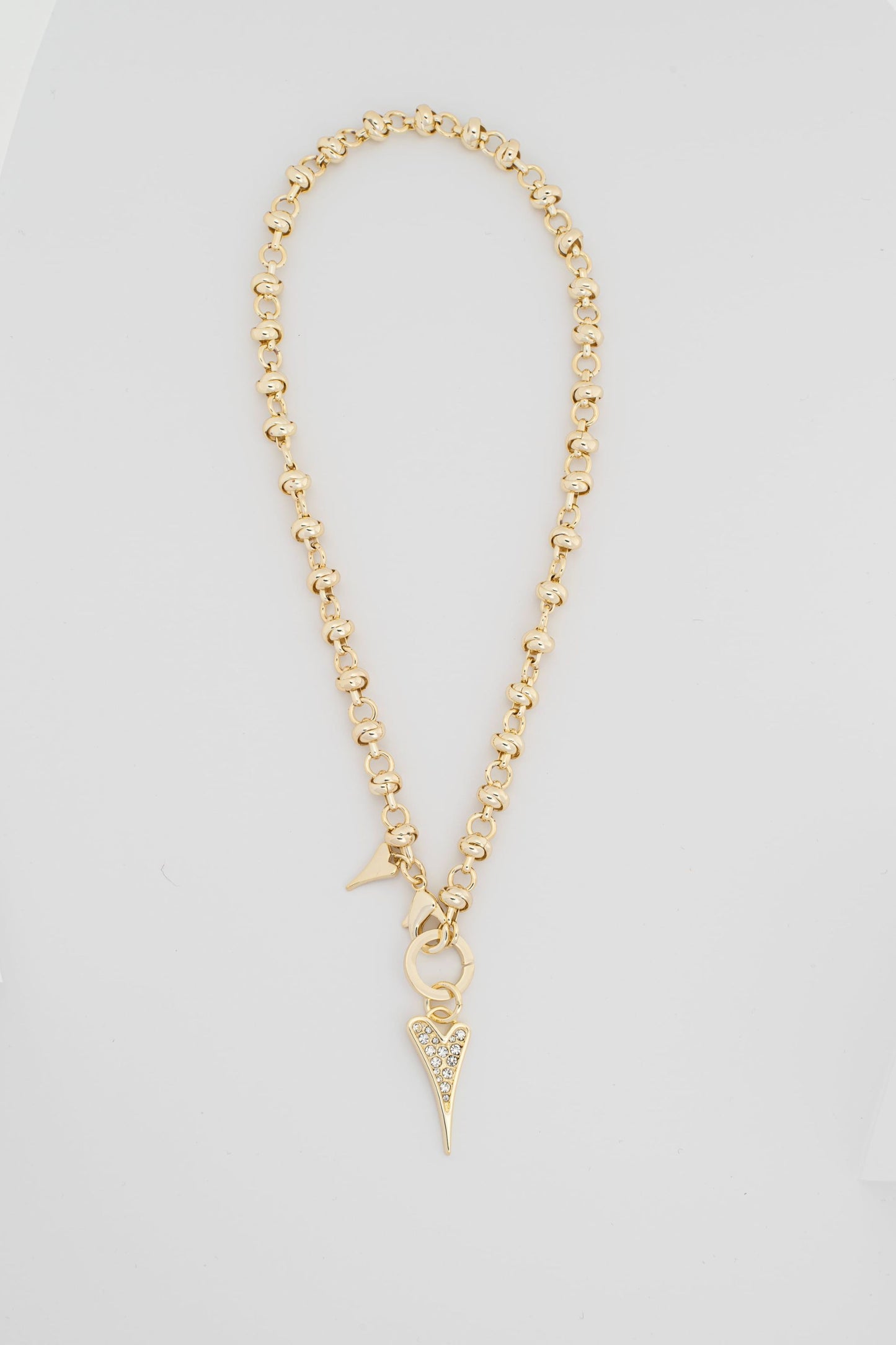 Miss Dee Gold Ball Necklace with Cubic Zirconia Gold Heart - 1900302