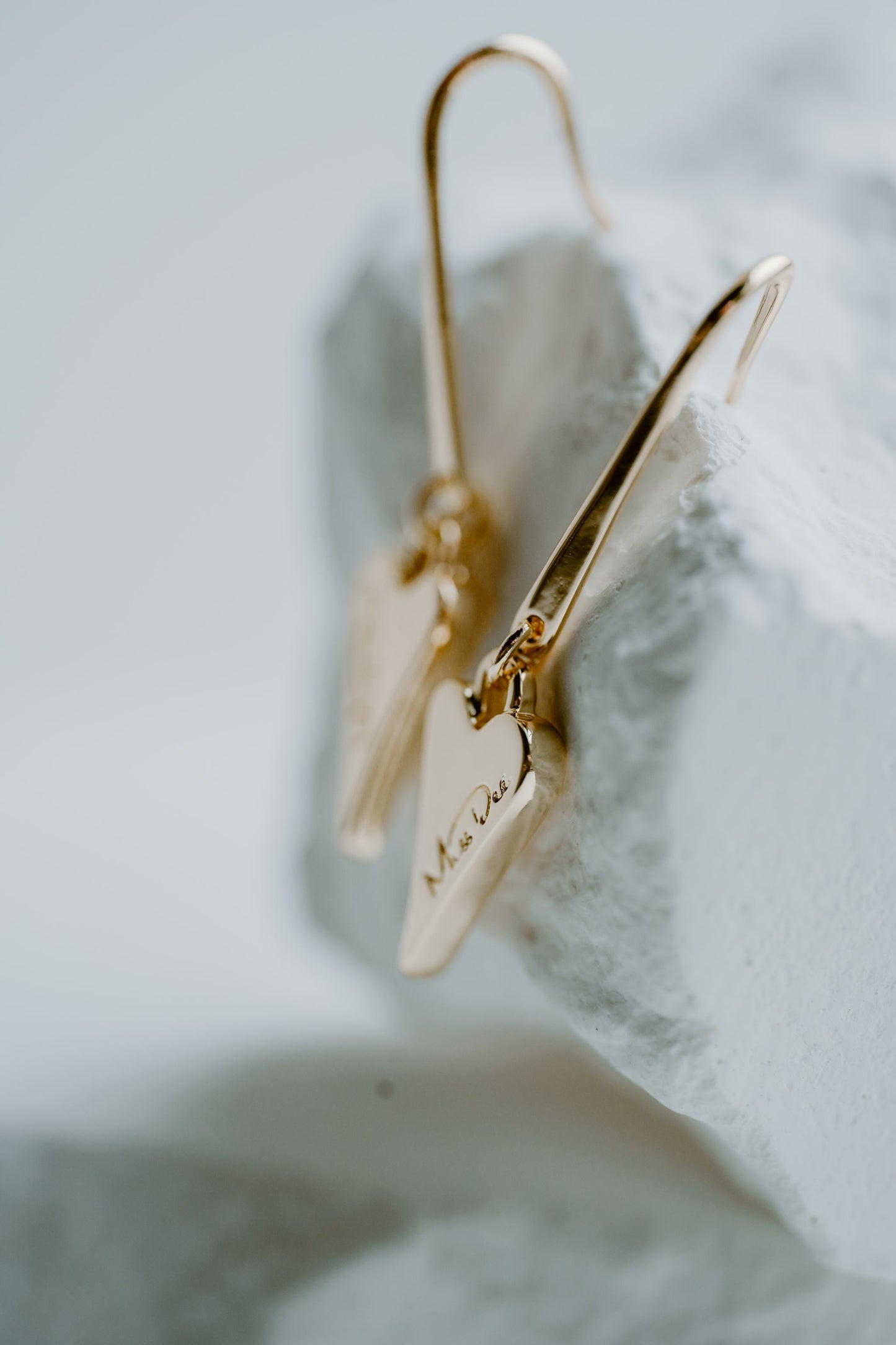 Miss Dee Gold Dangling Solid Heart Earrings - 1900309