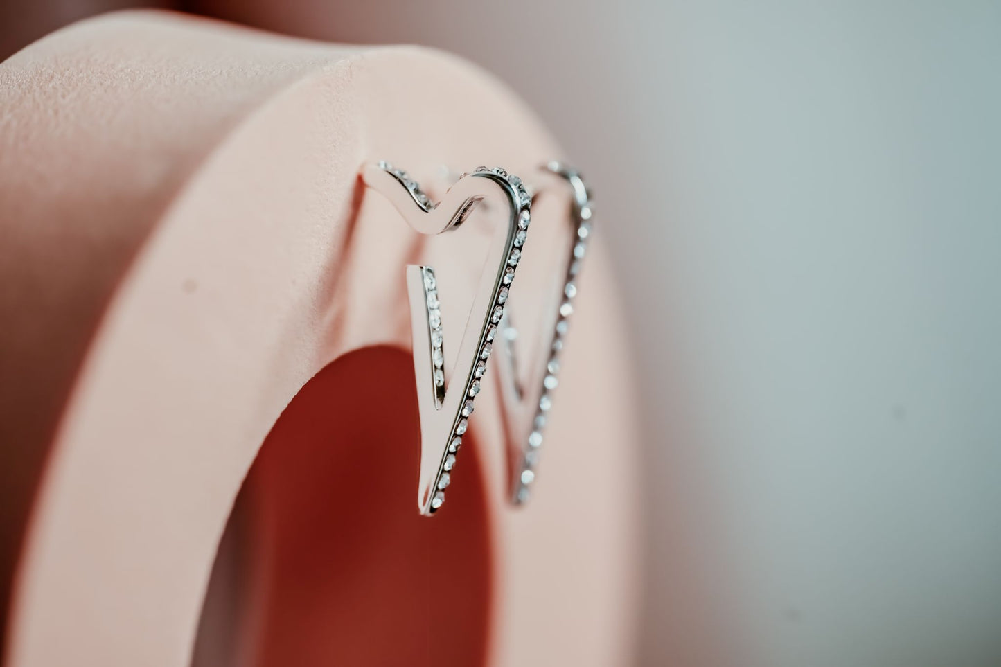 Miss Dee Silver Long Heart Studs - 1900408