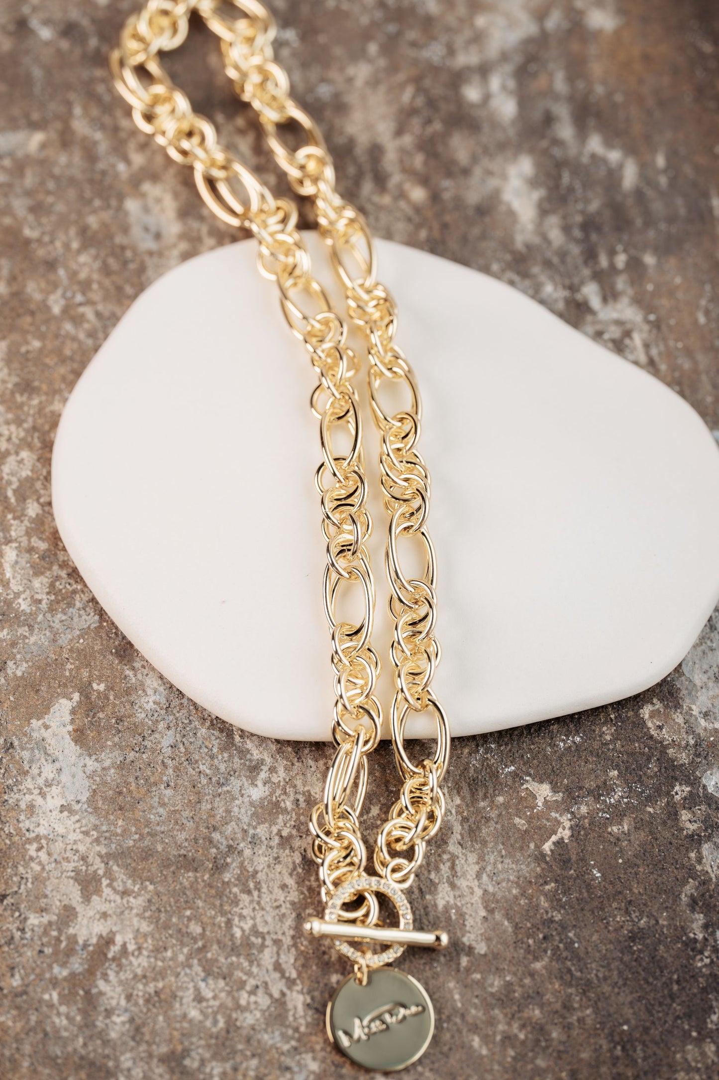 Miss Dee Short Cubic Zirconia T-Bar Necklace in Gold - 1900468