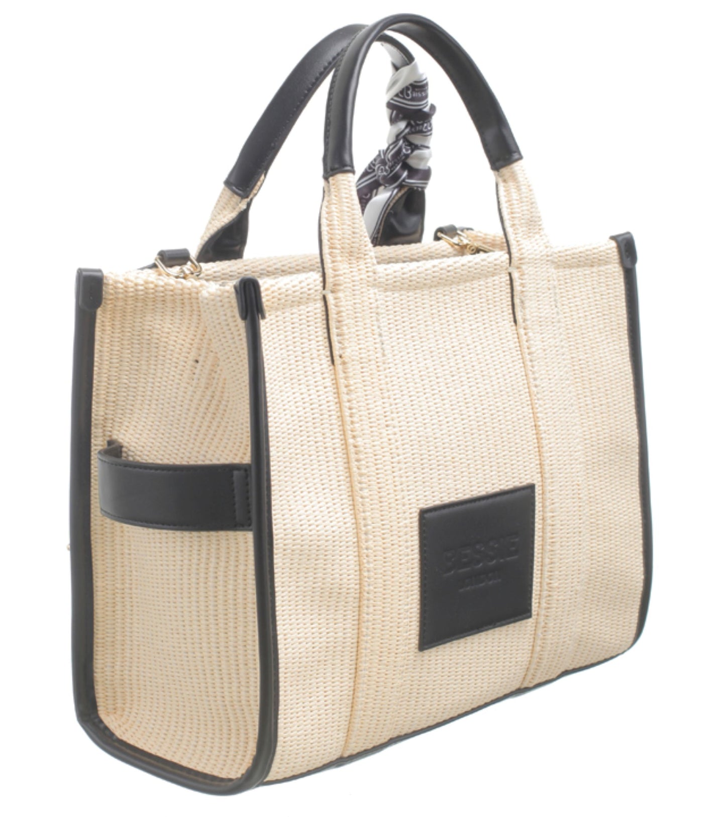 Bessie London Two Tone Tote Bag in Black