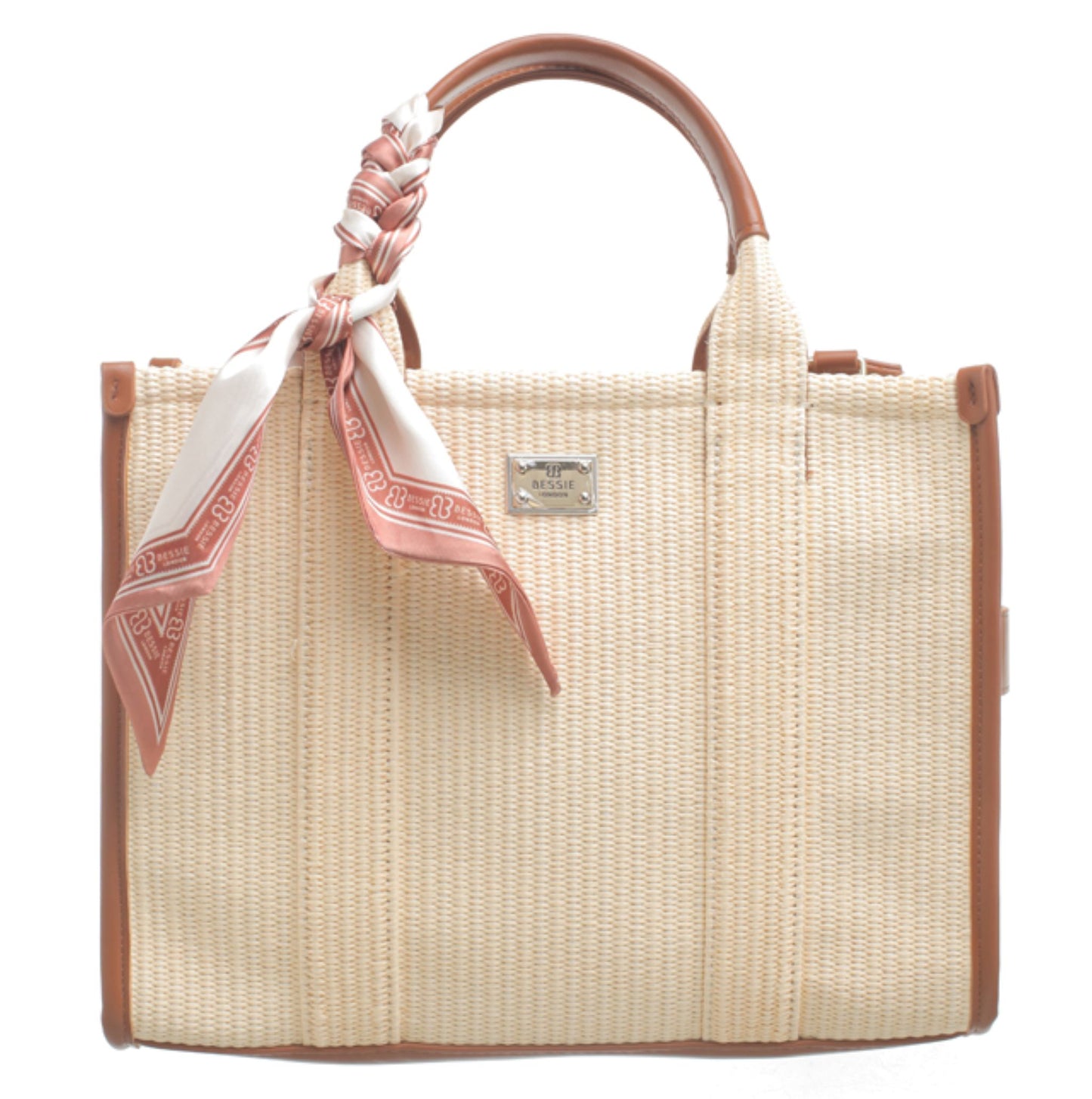 Bessie London Two Tone Tote Bag in Tan