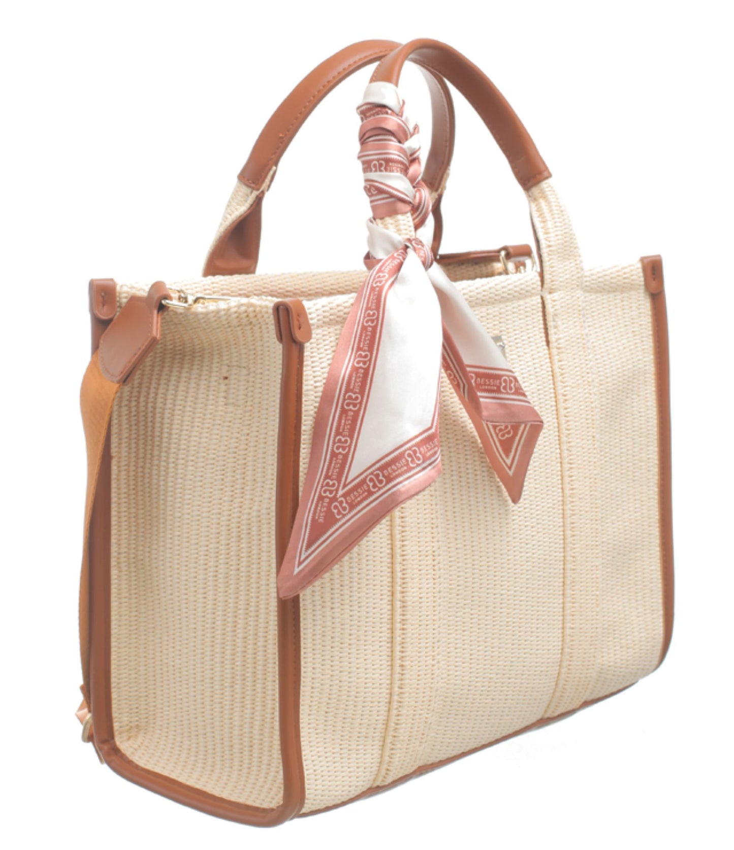 Bessie London Two Tone Tote Bag in Tan