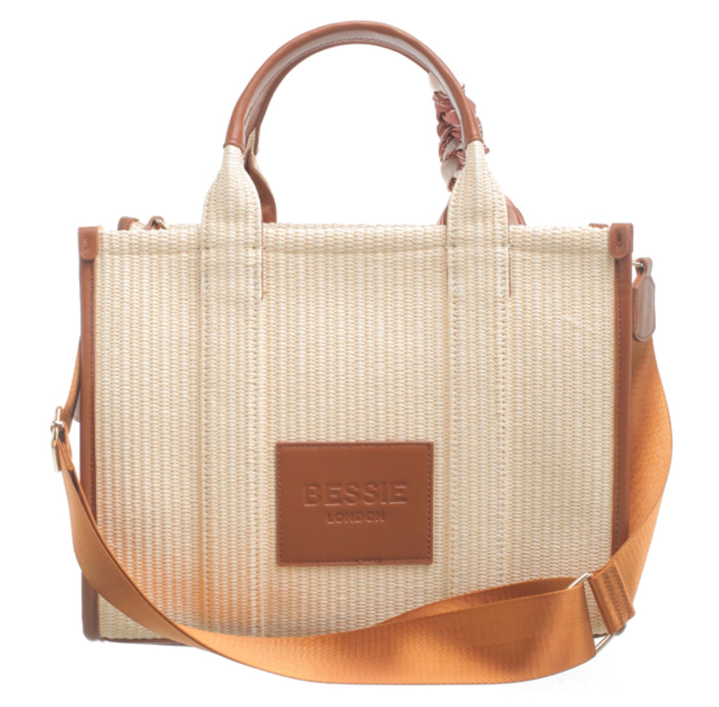 Bessie London Two Tone Tote Bag in Tan