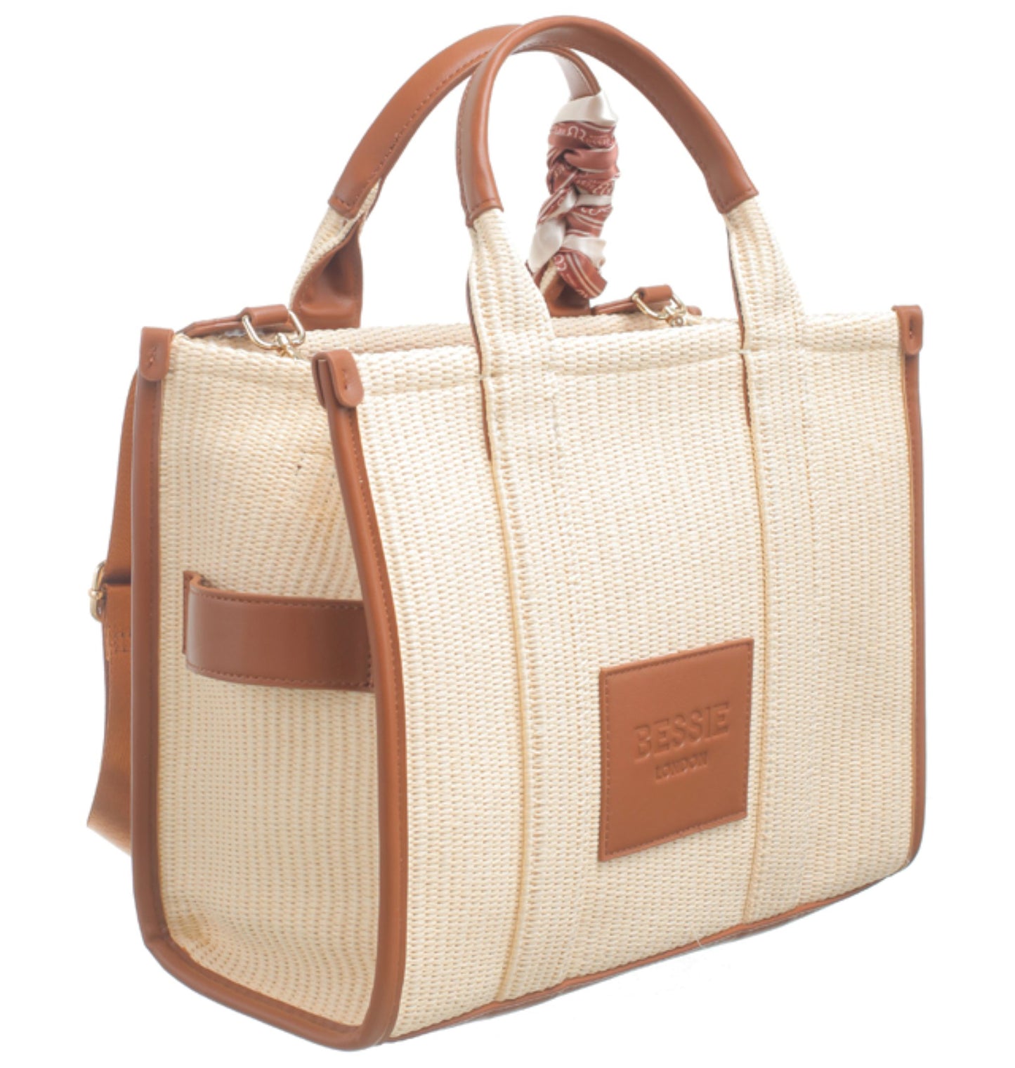 Bessie London Two Tone Tote Bag in Tan