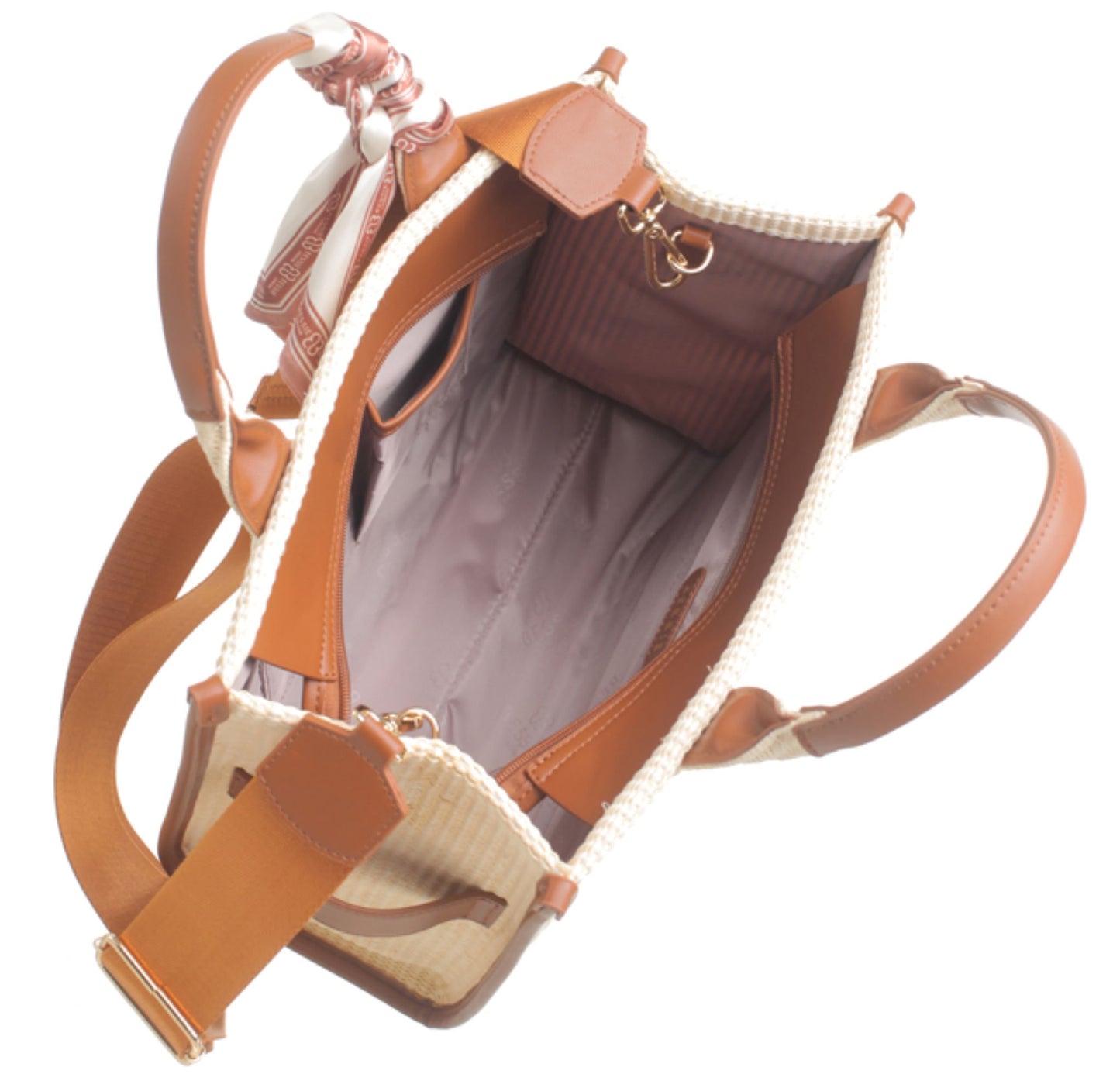 Bessie London Two Tone Tote Bag in Tan