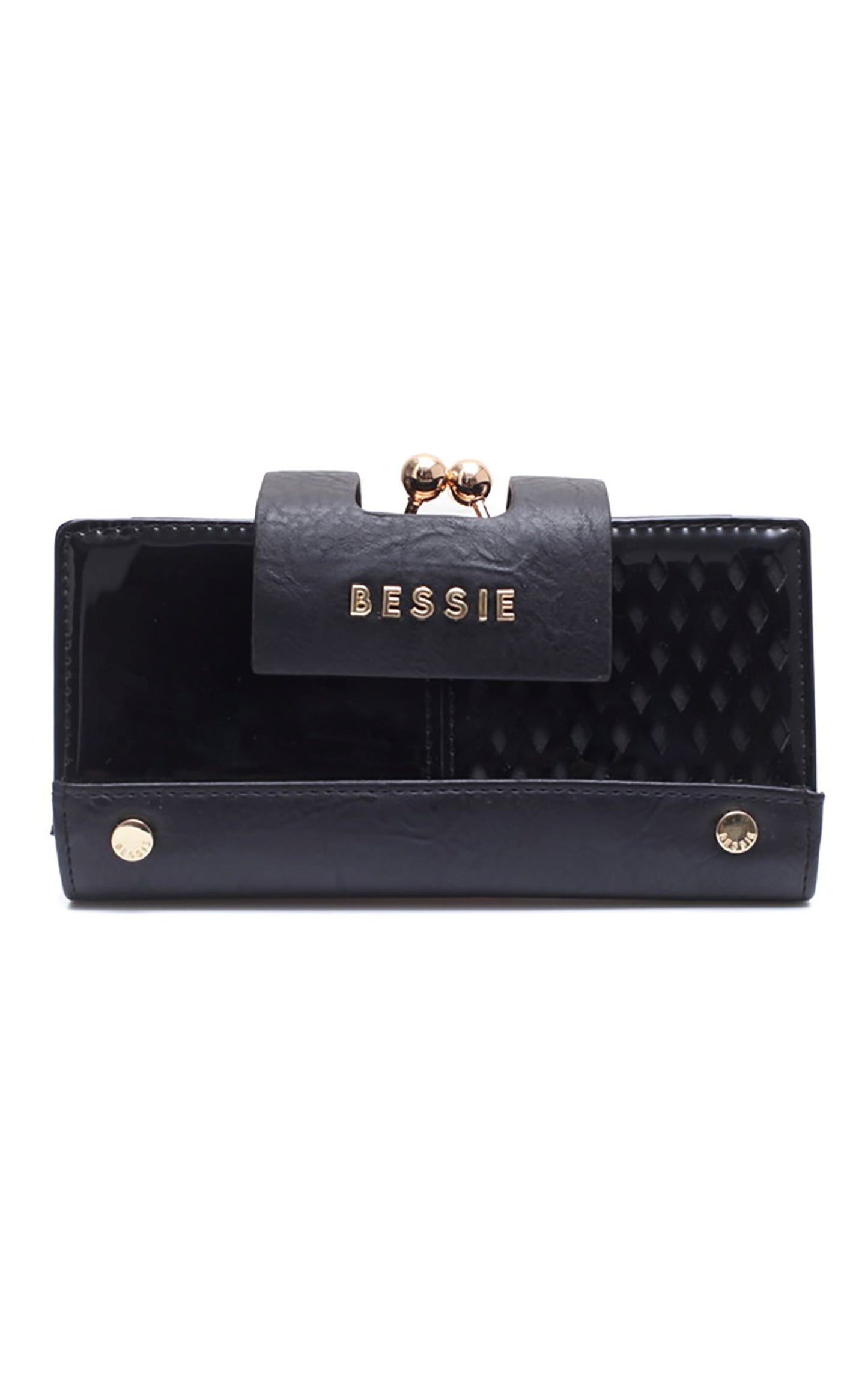 Bessie London Gold Metal Clasp Purse in Black