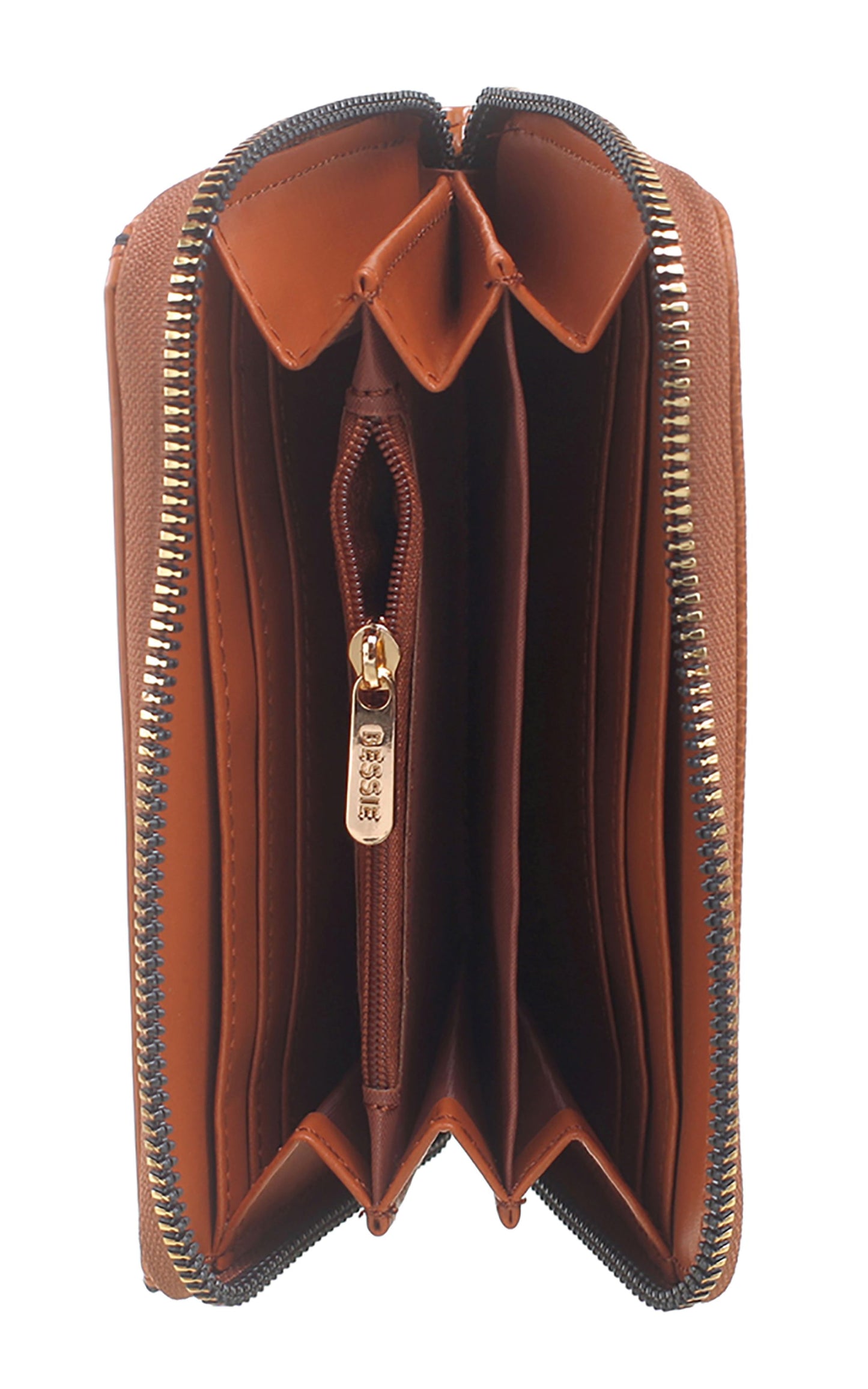 Bessie London Small Patent Stripe Purse in Tan