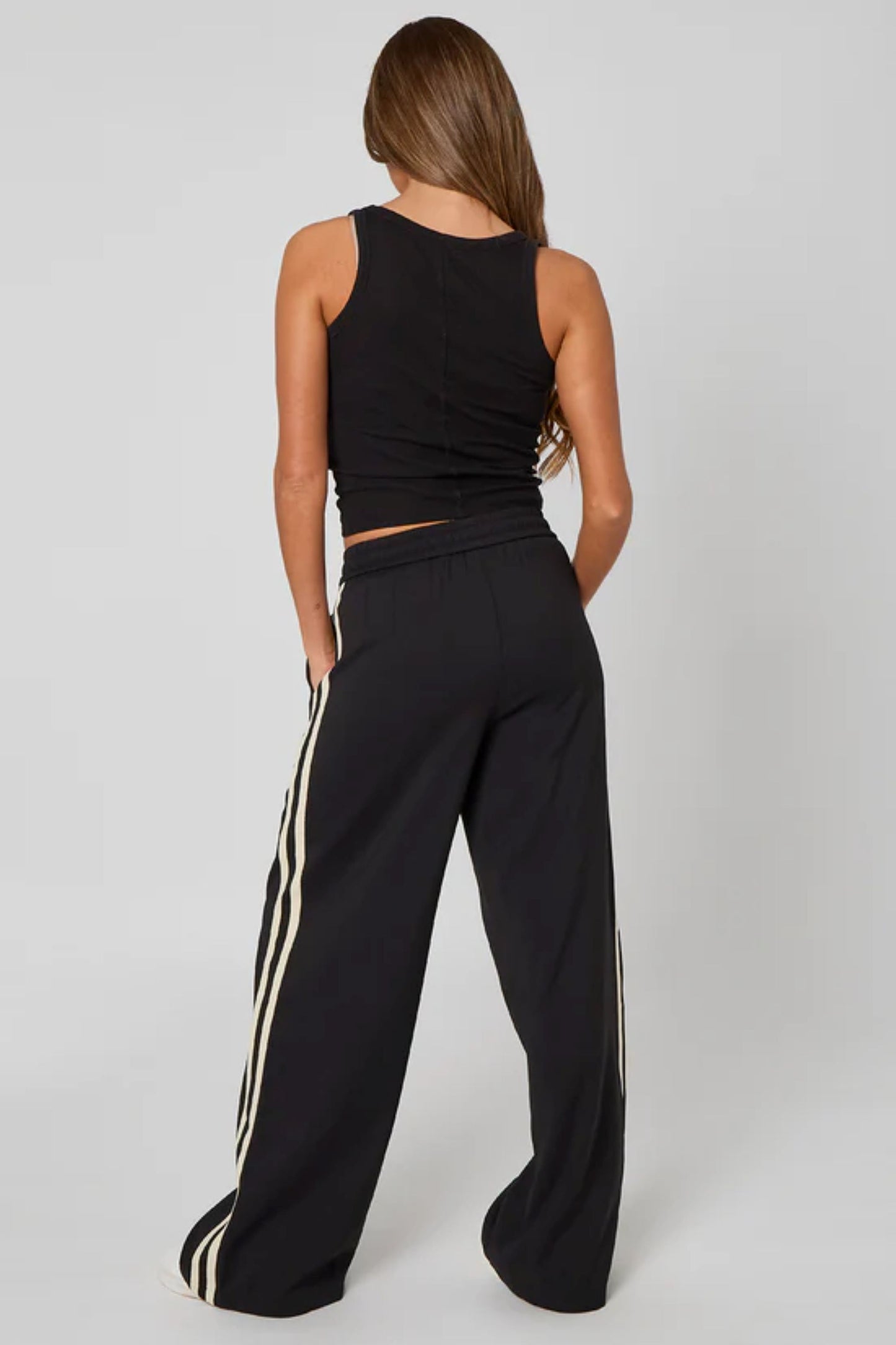 Black Tapered Wide Leg Trousers