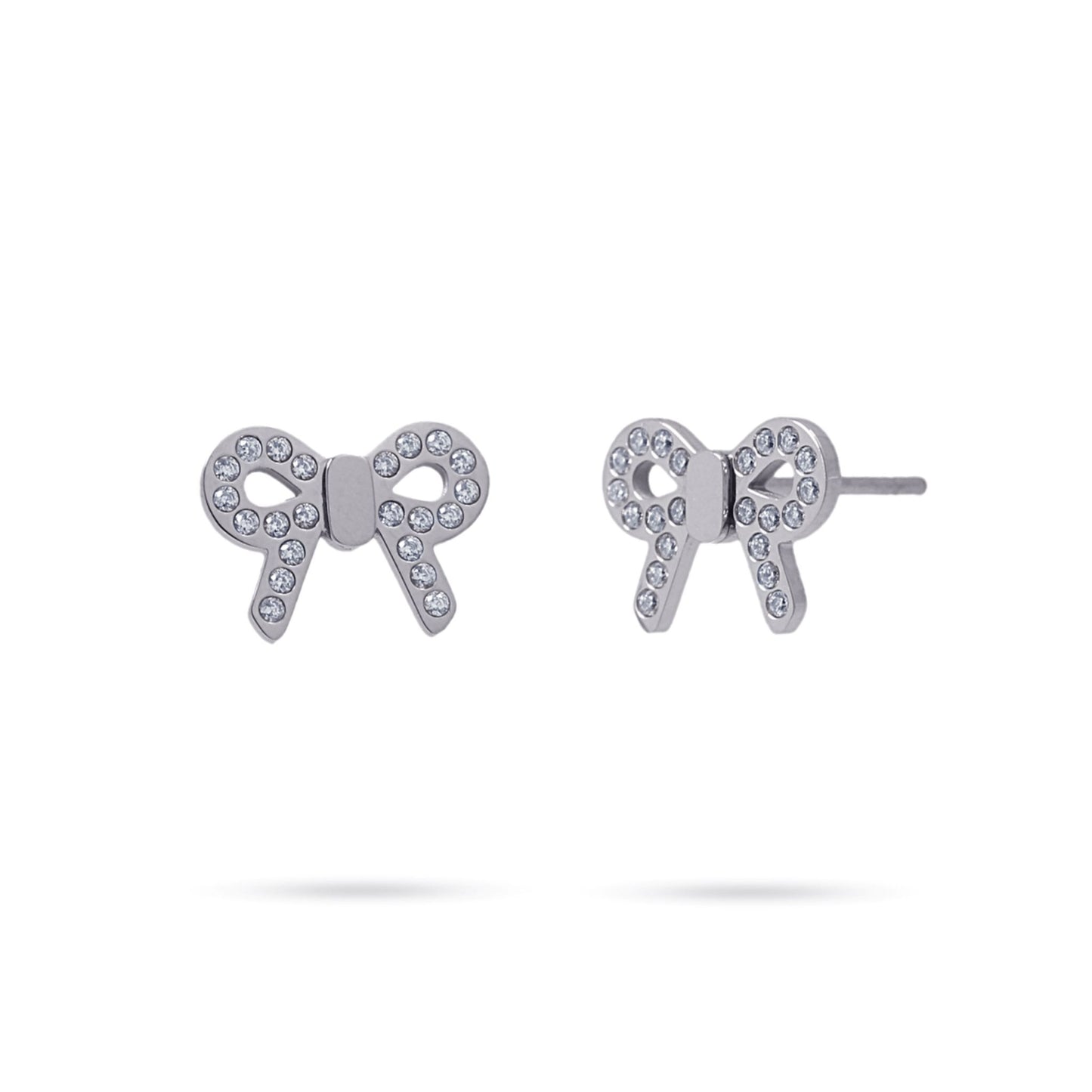 Anartxy Silver Bow CZ Earrings - CPE744