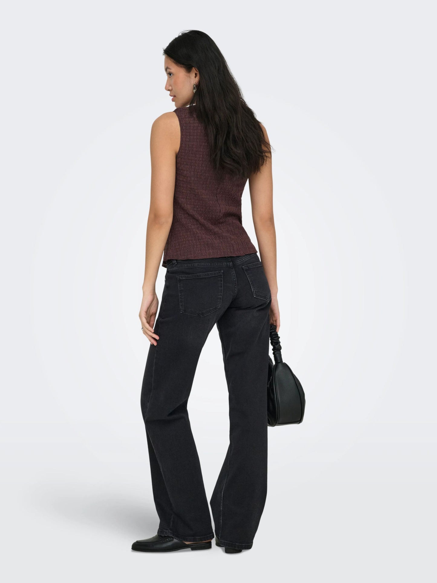ONLY Crepe Style Button Vest in Chocolate