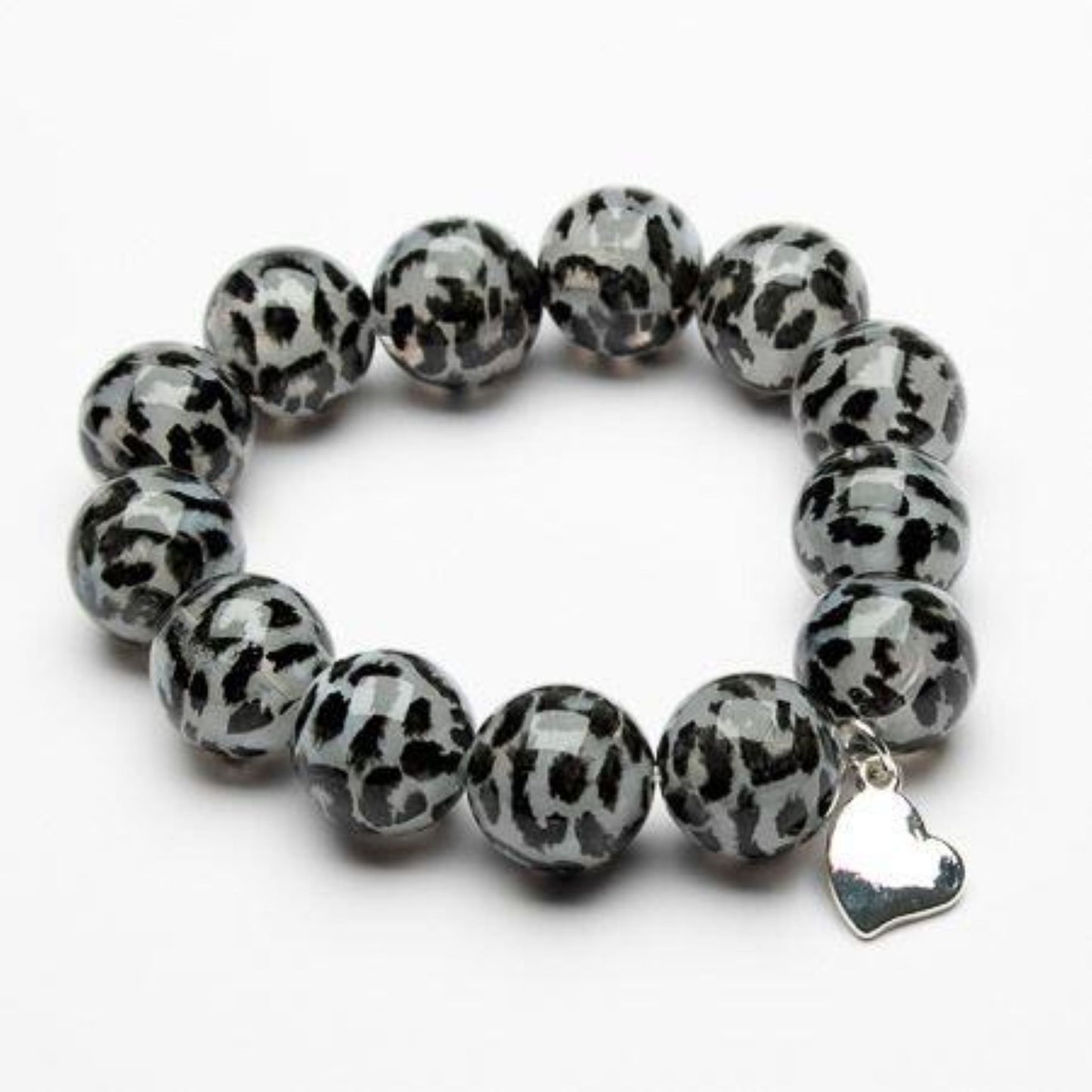 Eliza Gracious Grey Beaded Bracelet with heart charm - EB0585