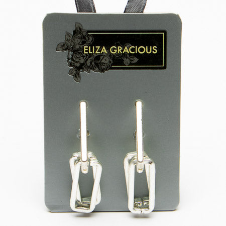 Eliza Gracious Silver Oblong Hoop with Droppers- EE0244