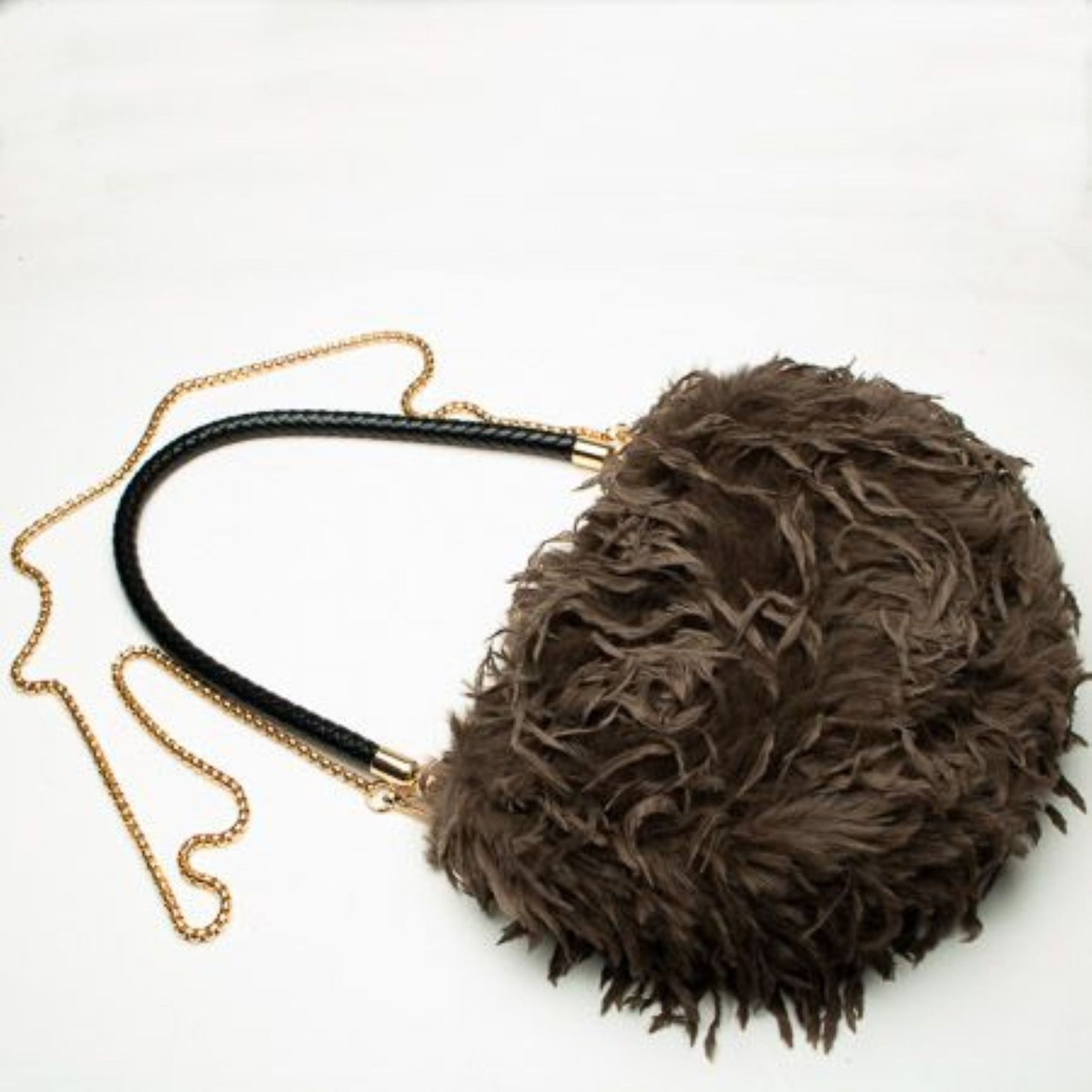 Eliza Gracious Brown Faux Feather Bag