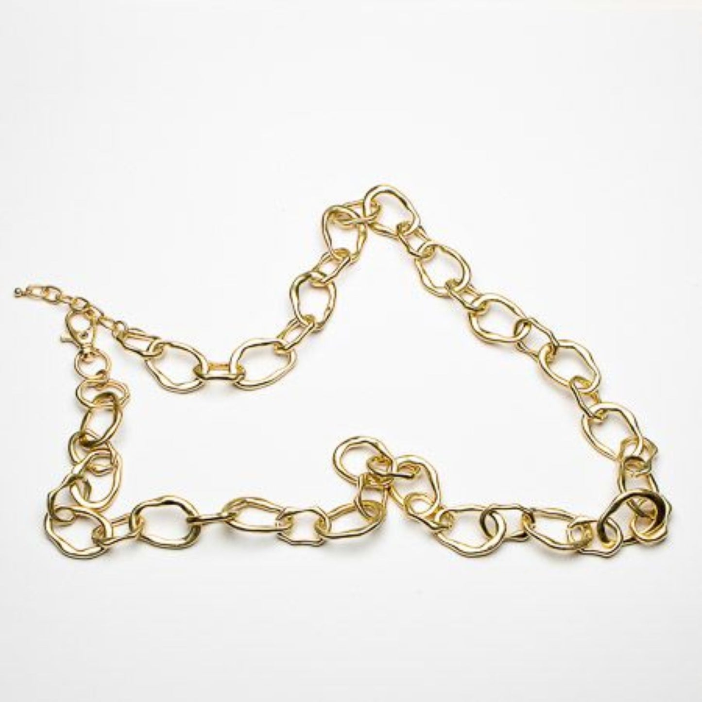 Eliza Gracious Burnished Gold Long Misshaped Link Necklace - EN1087