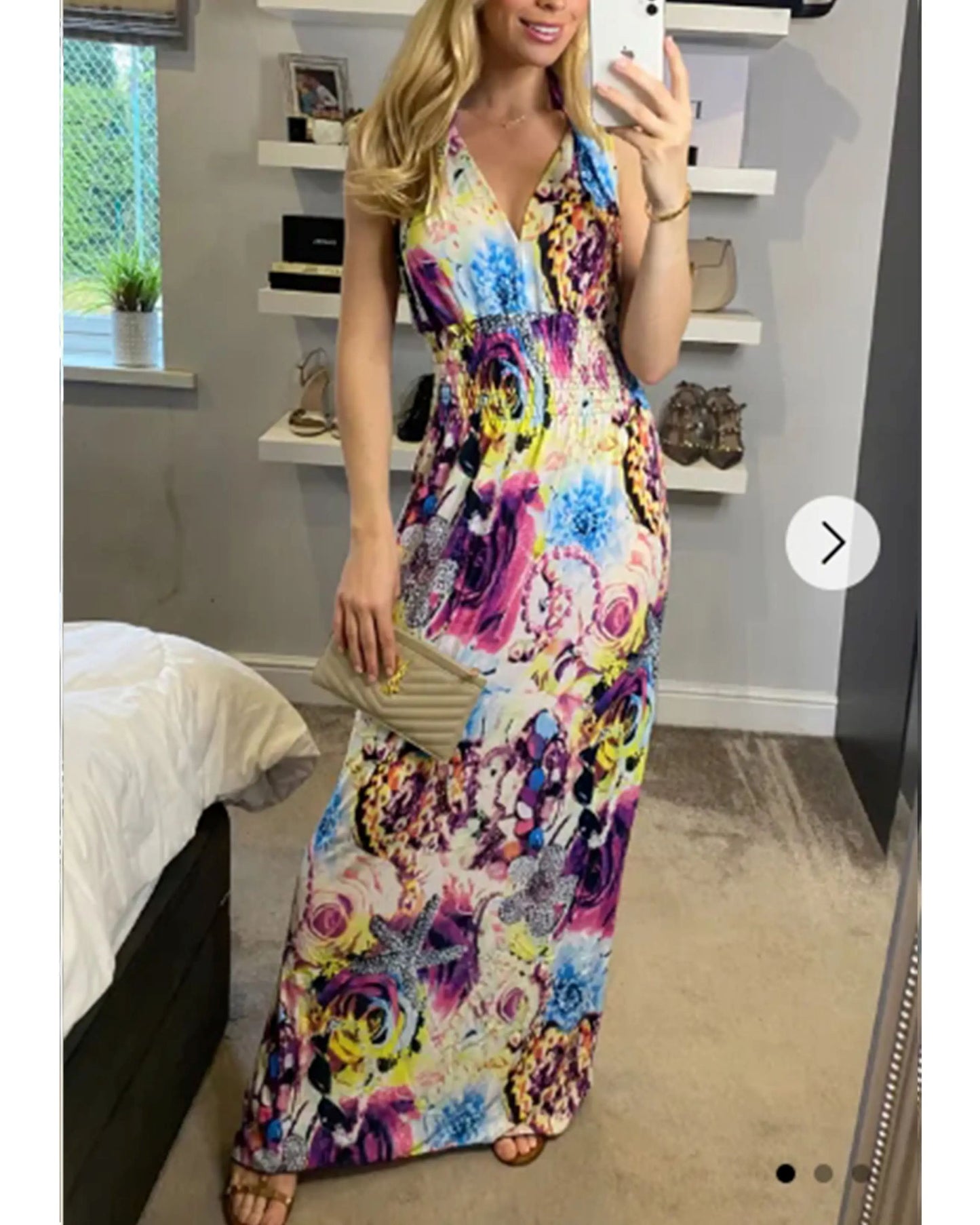 Floral Print Maxi Dress in Purple