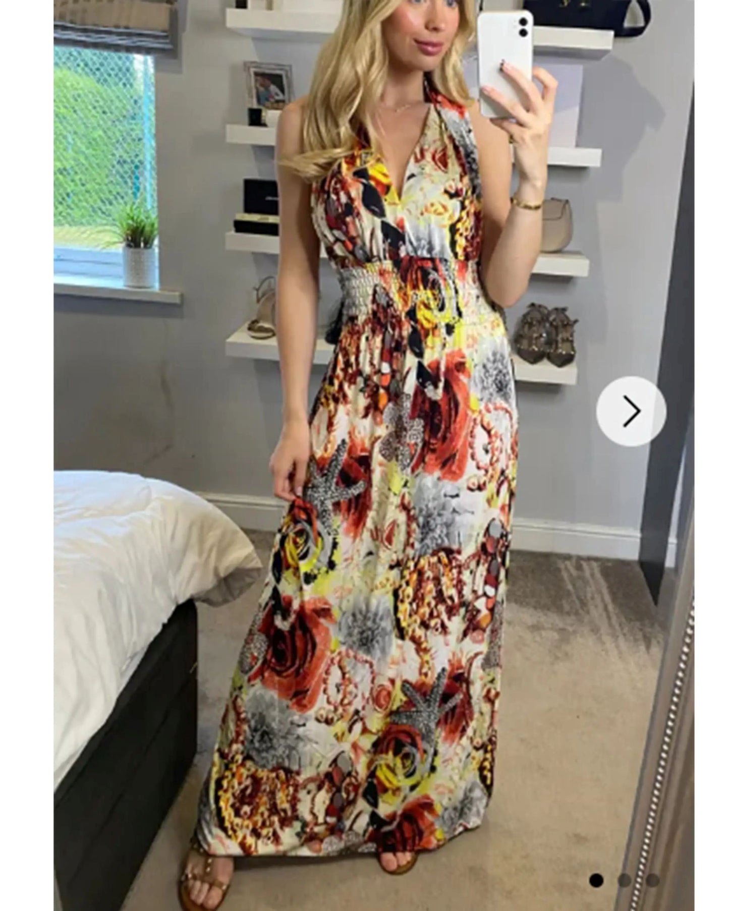 Floral Print Maxi Dress in Red