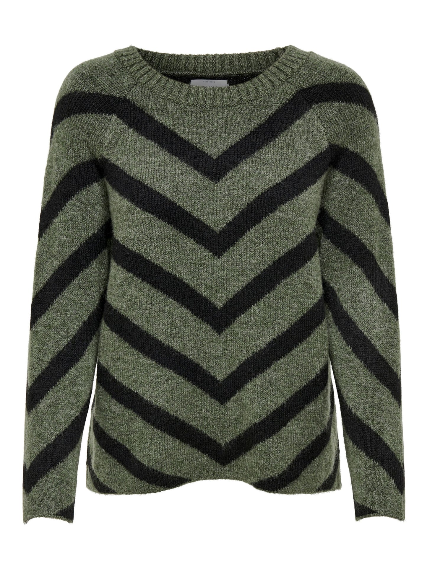 ONLY Khaki & Black V Stripe Jumper