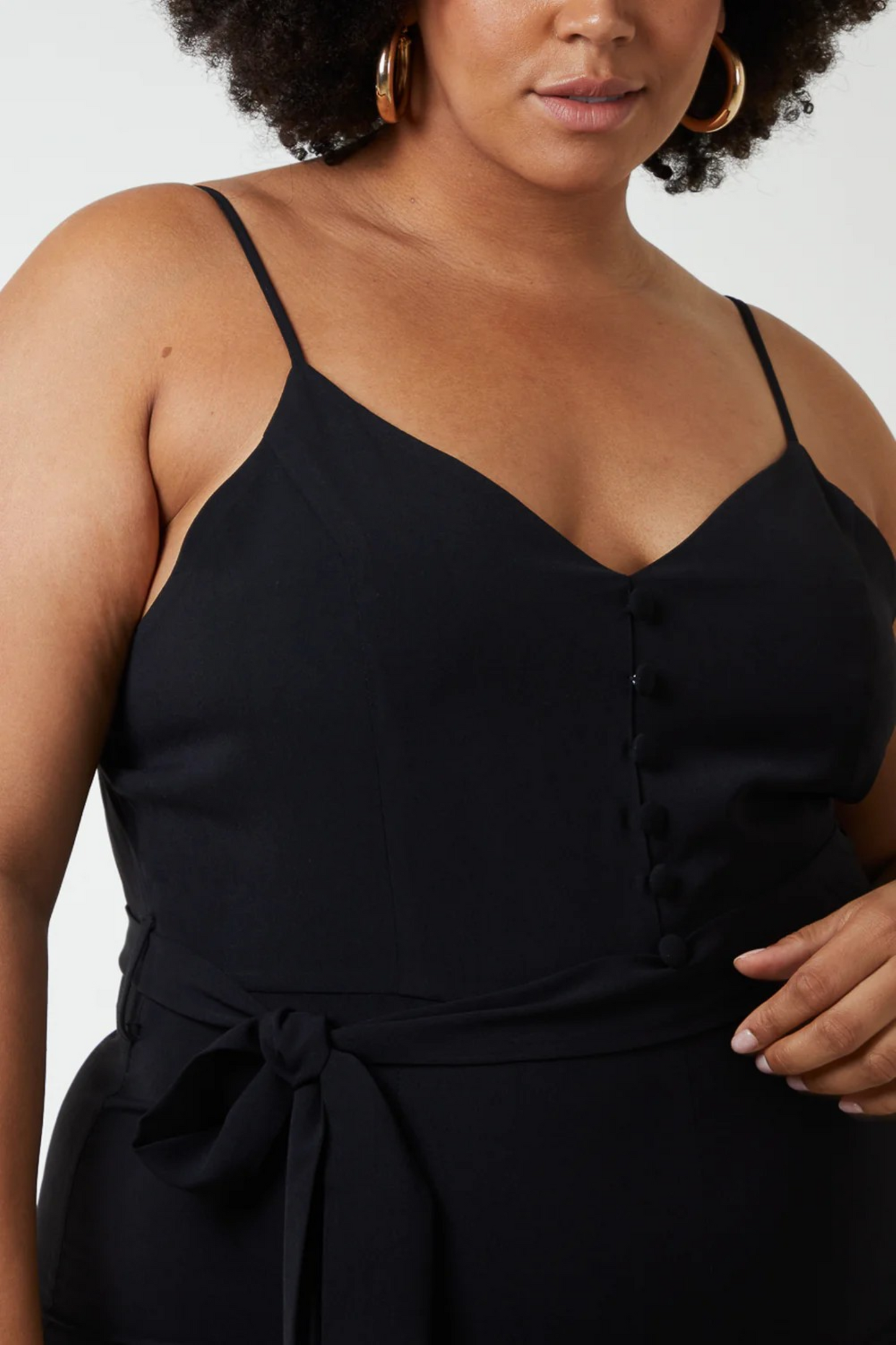 Curve Button Front Cami Jumpsuit