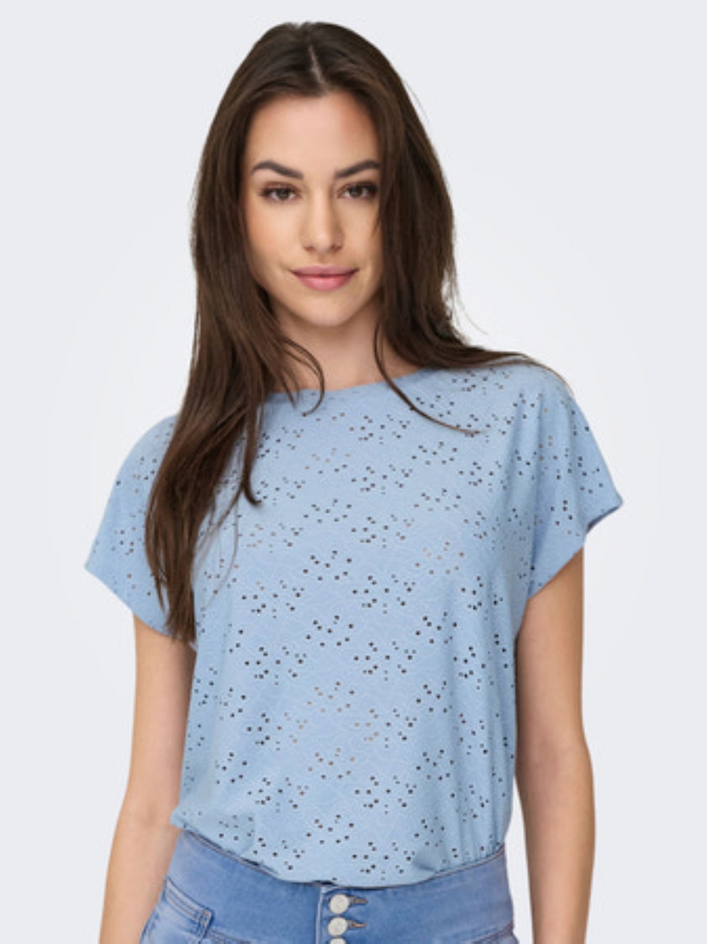ONLY Light Blue Lace Detail T-Shirt