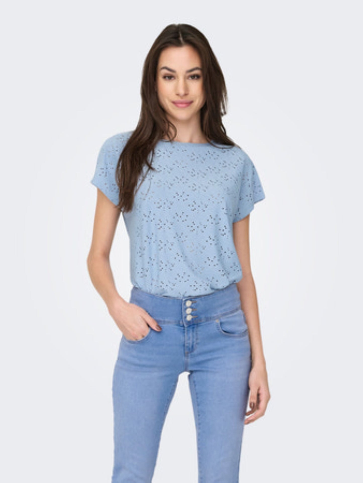 ONLY Light Blue Lace Detail T-Shirt