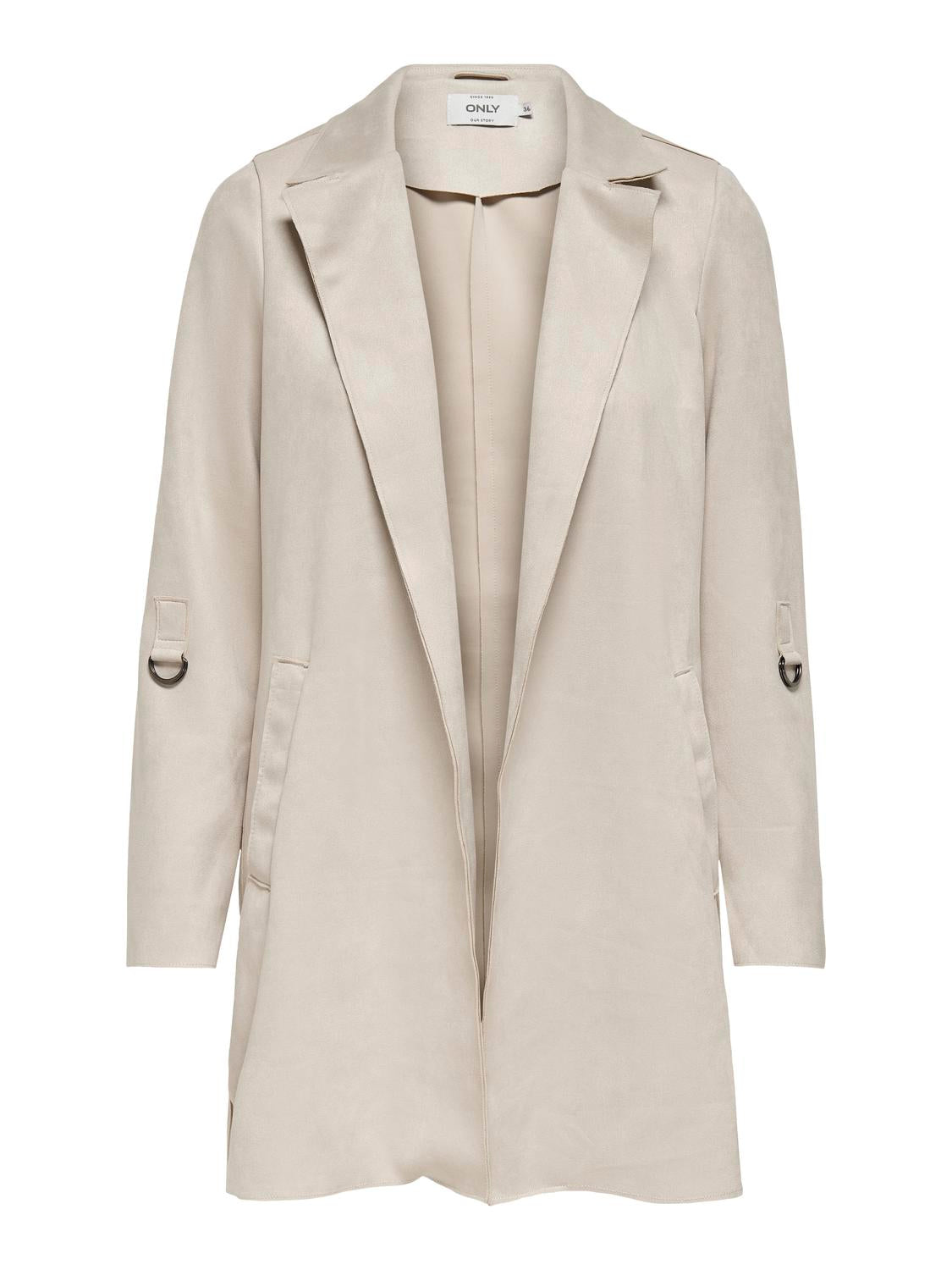 ONLY Faux Suede Coat in Pumice Stone