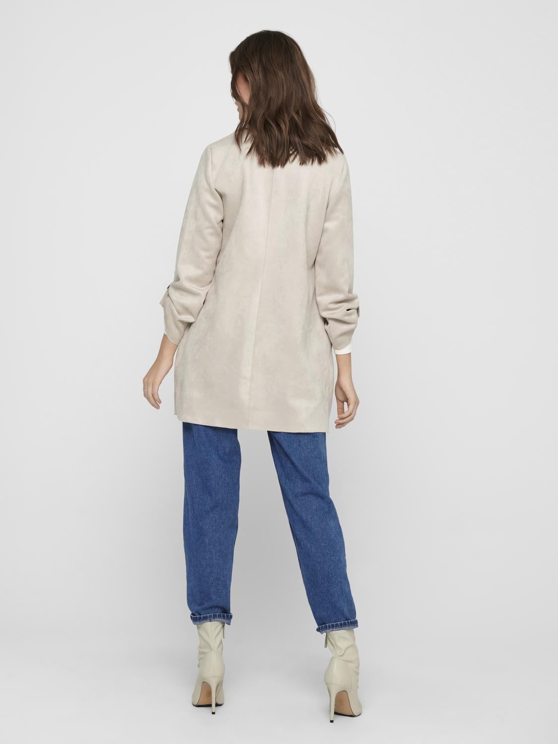 ONLY Faux Suede Coat in Pumice Stone