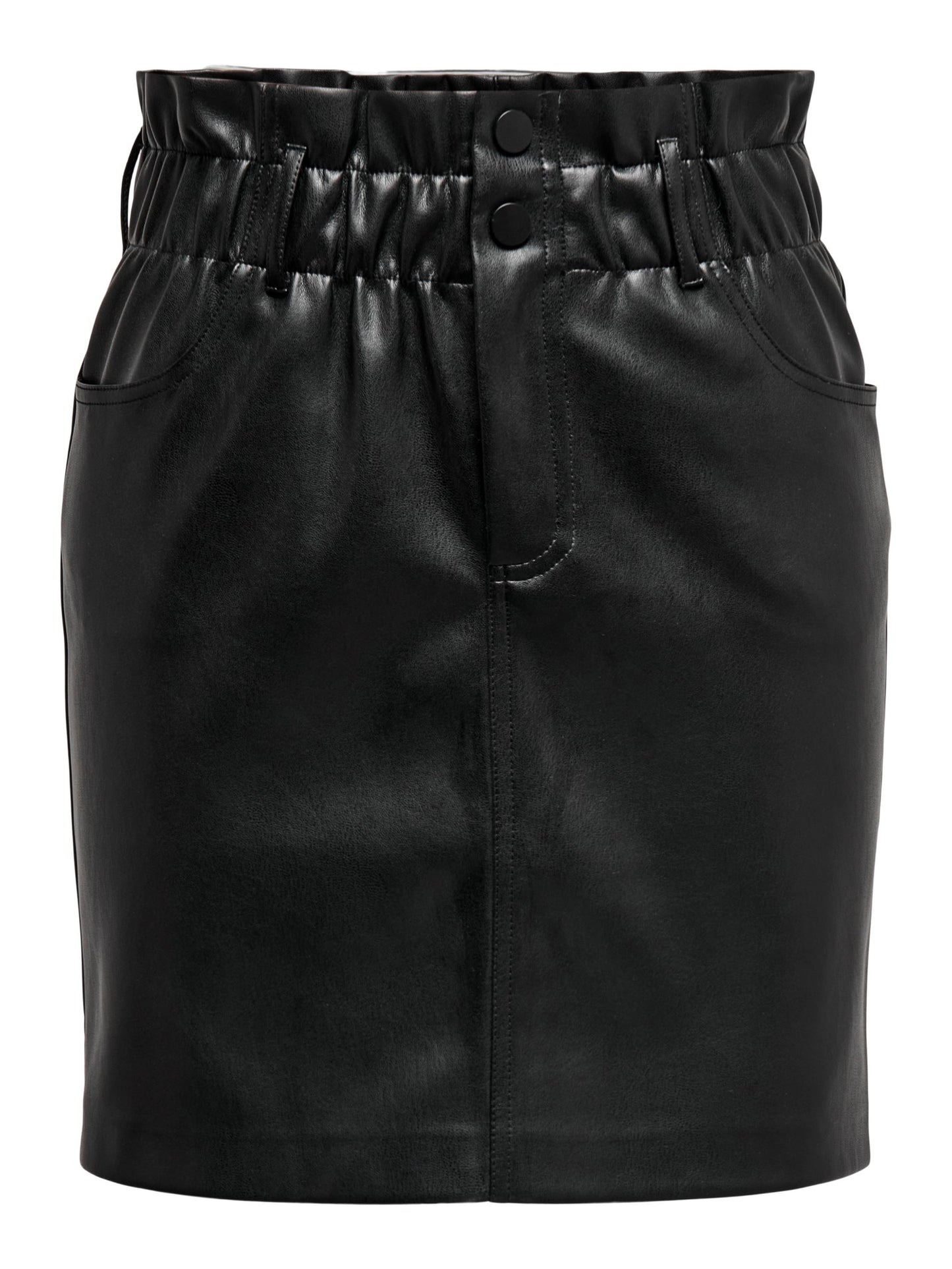 ONLY Black Faux Leather Paperbag Style Skirt