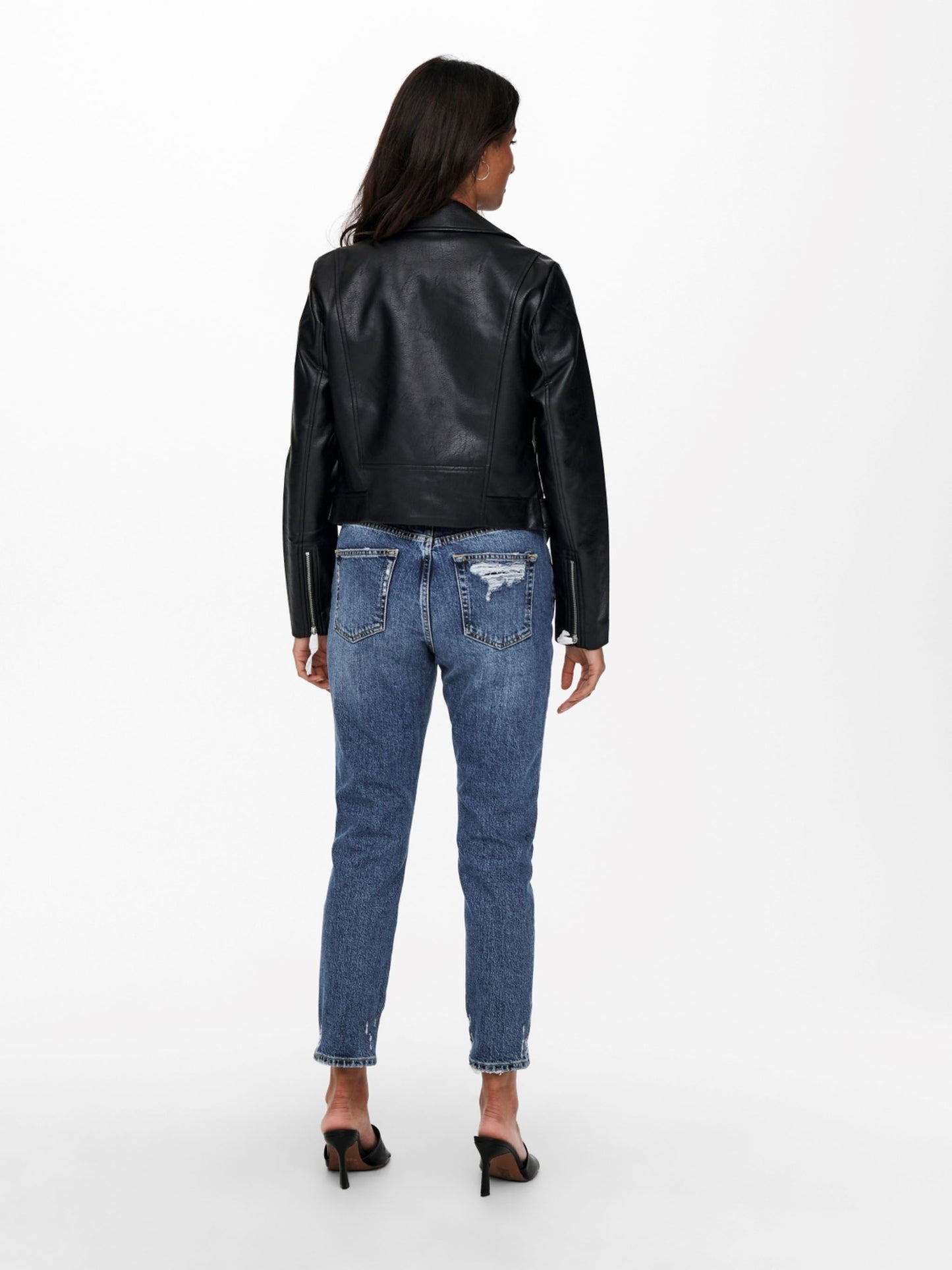 ONLY Black Faux Leather Biker Jacket