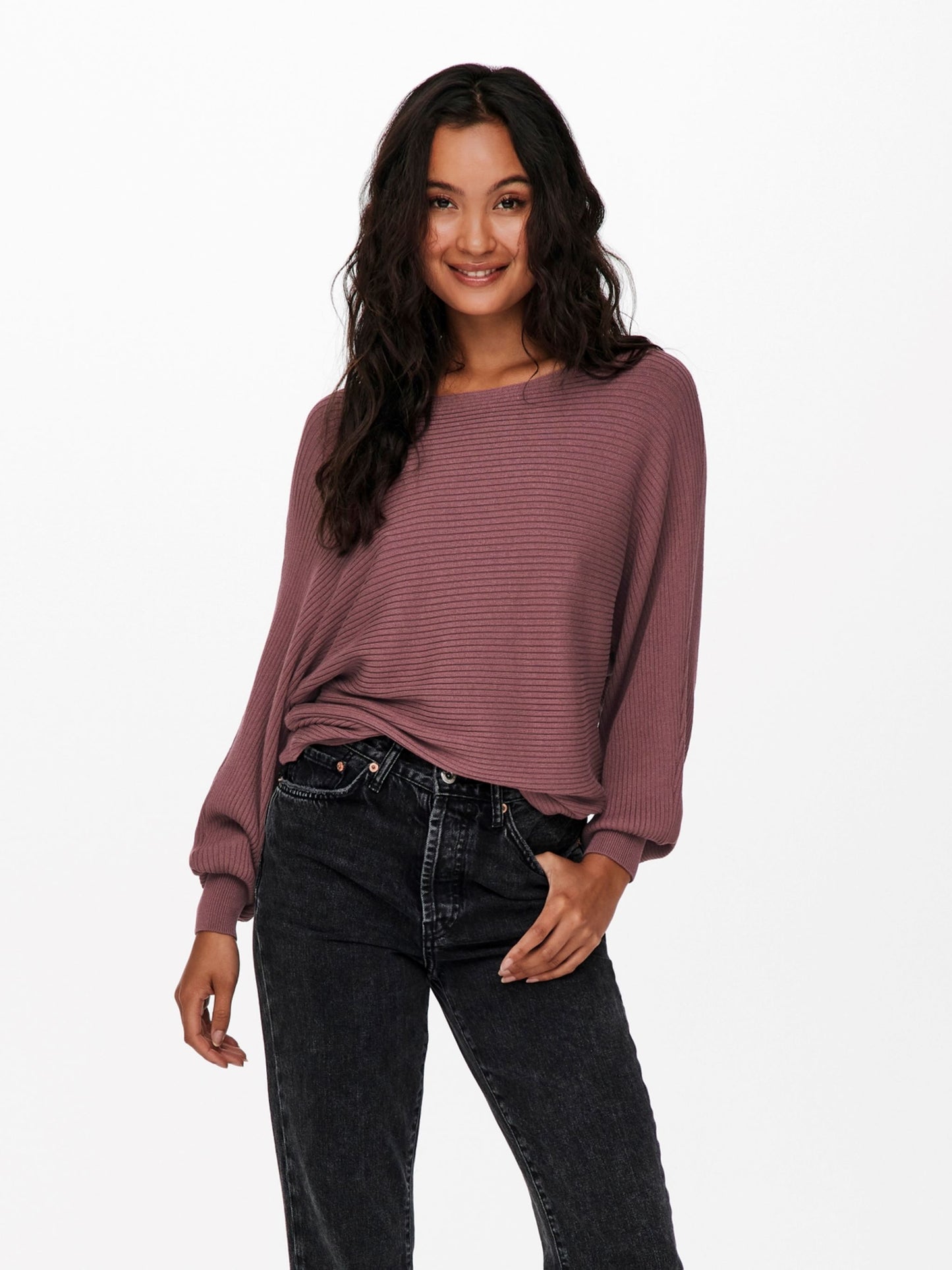 ONLY Short Knitted Jumper in Rose Brown