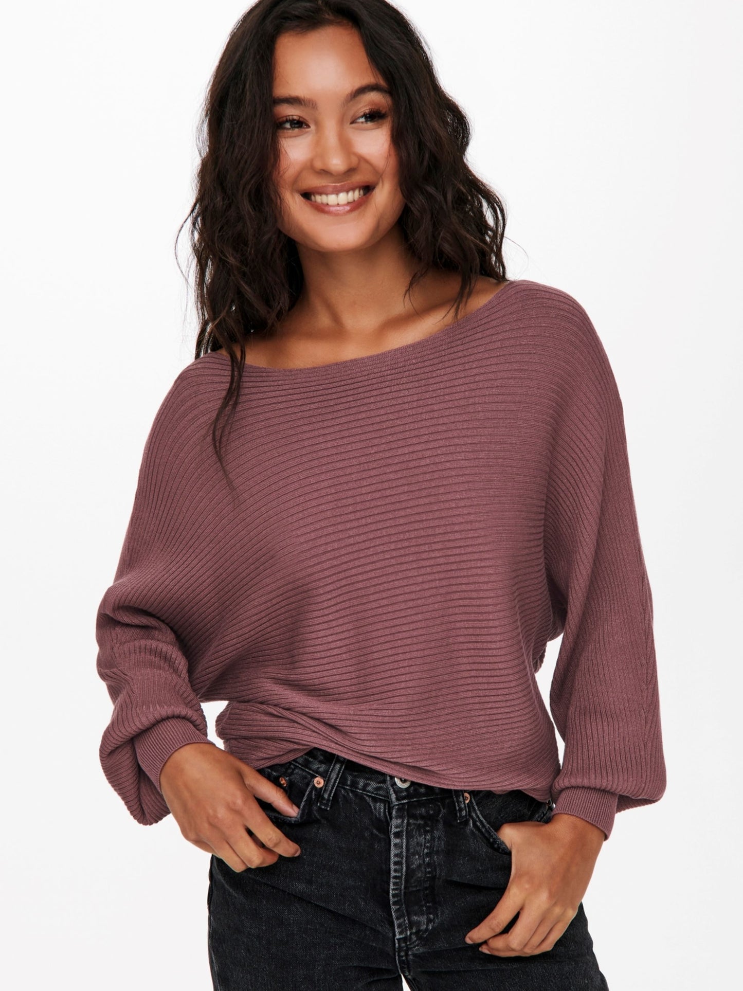 ONLY Short Knitted Jumper in Rose Brown