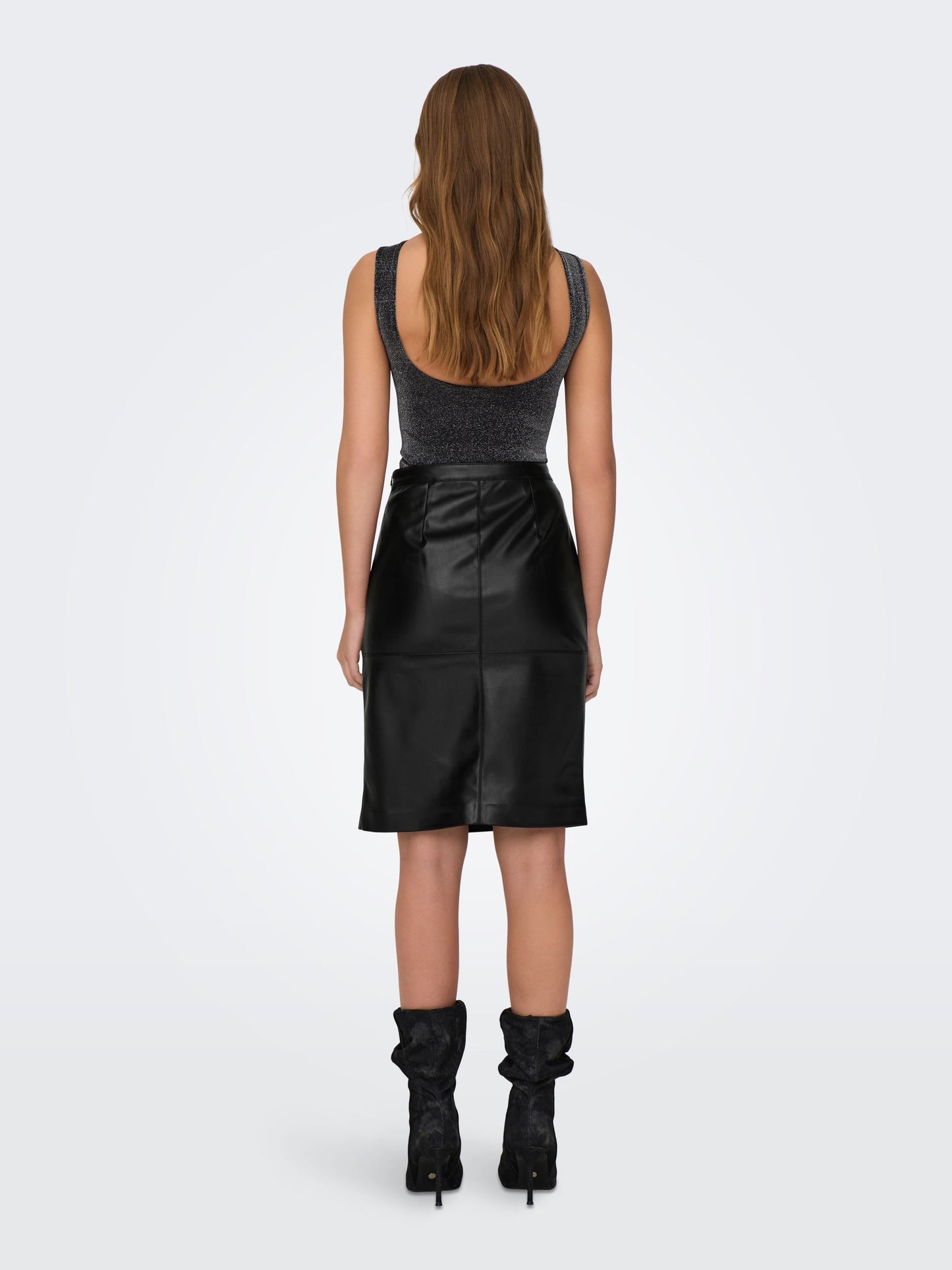 ONLY Black Faux Leather Pencil Skirt