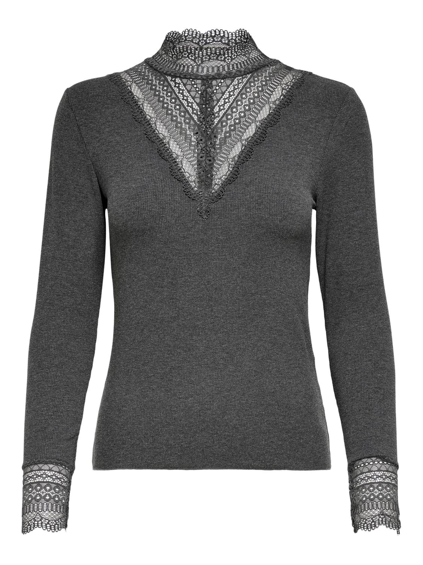 ONLY High Neck Lace Top in Grey