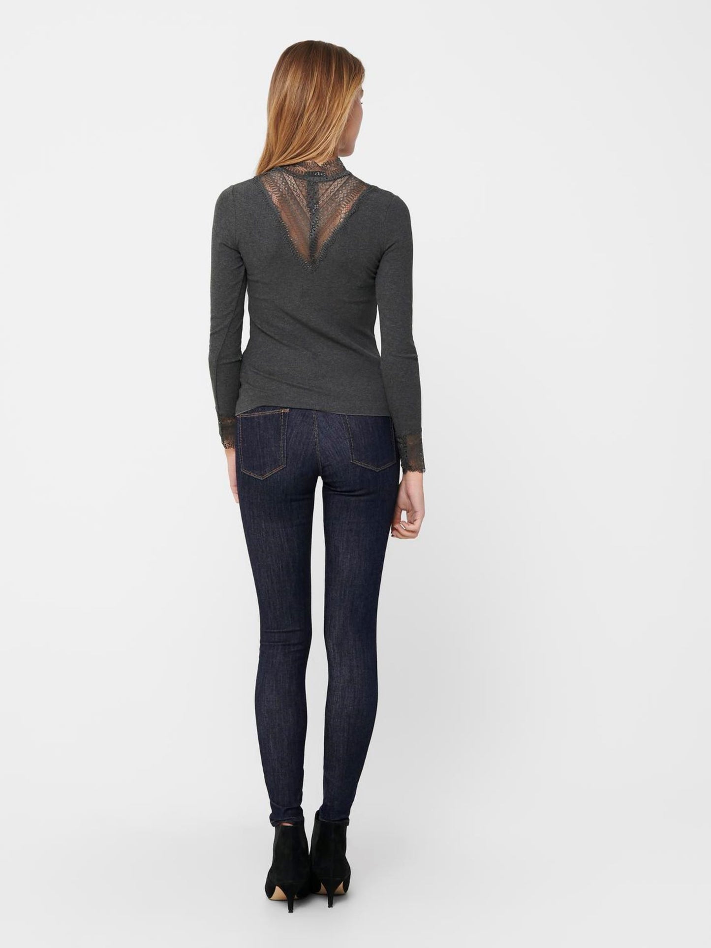 ONLY High Neck Lace Top in Grey