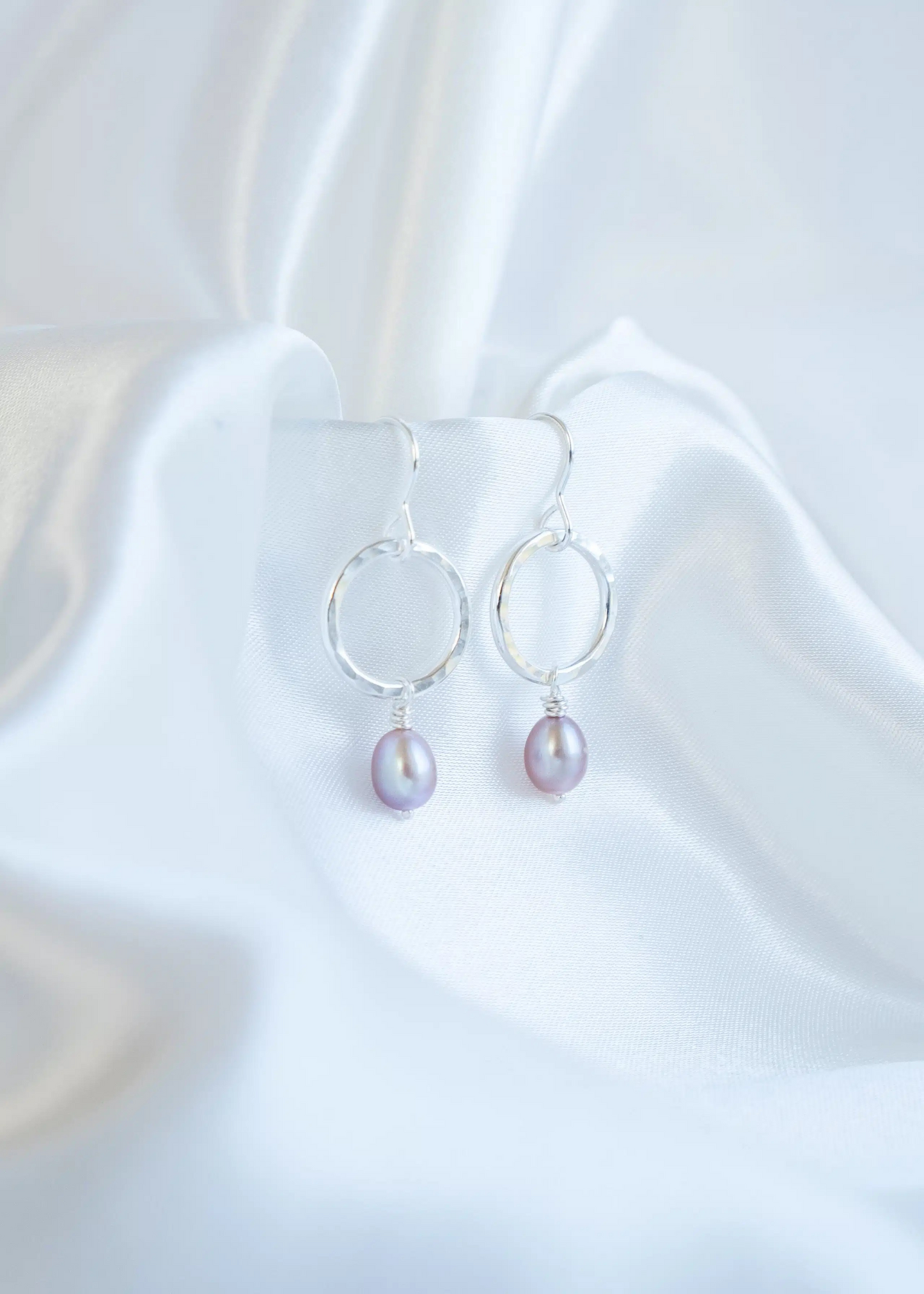 Freshwater Pearl Drop Circle Earrings - Peacock
