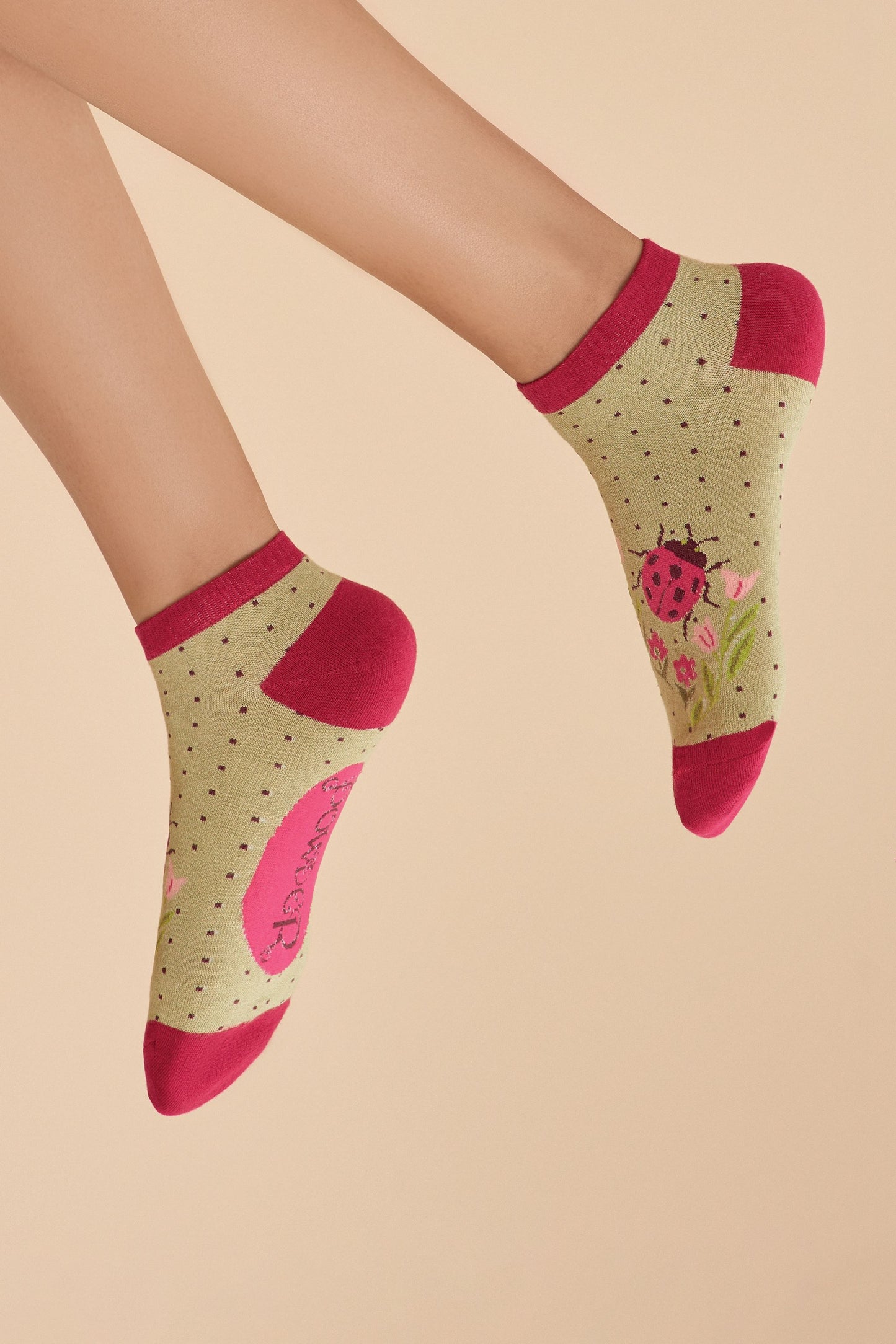 Powder Ladybird Trainer Socks - Sage SOC642