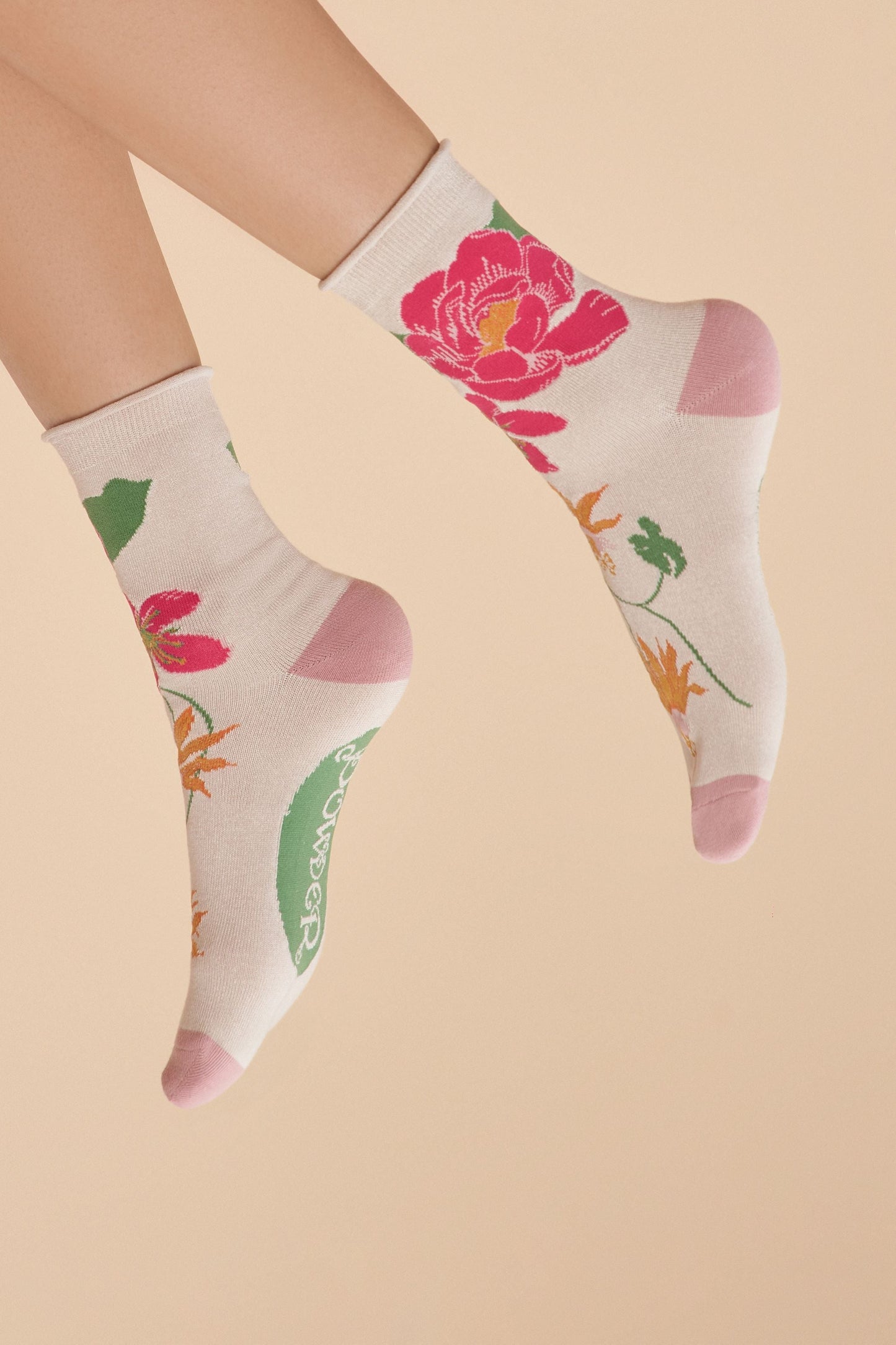 Powder Tropical Flora Ankle Socks - Ice SOC652