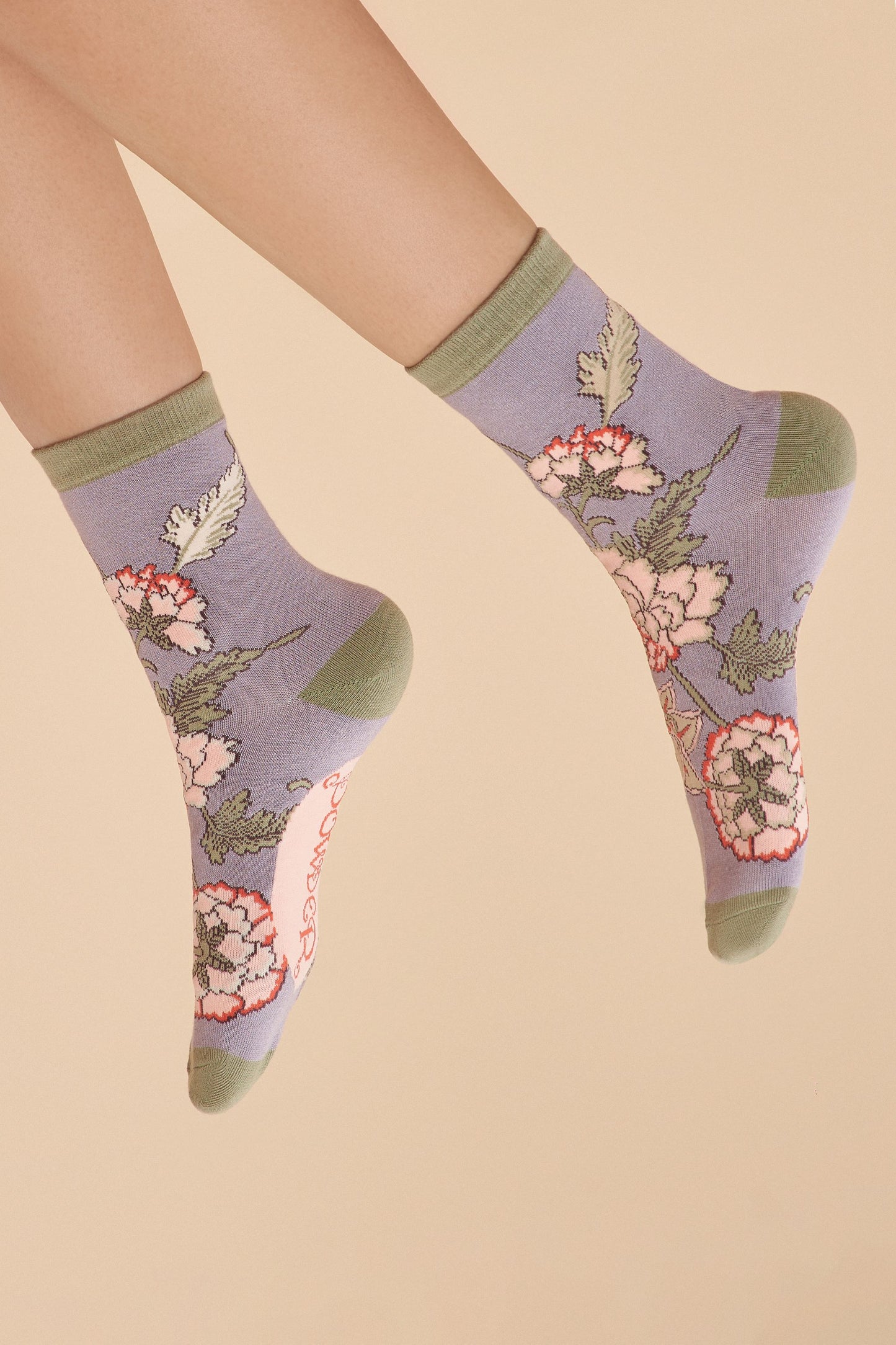 Powder Lilac Paisley Ankle Socks - SOC653
