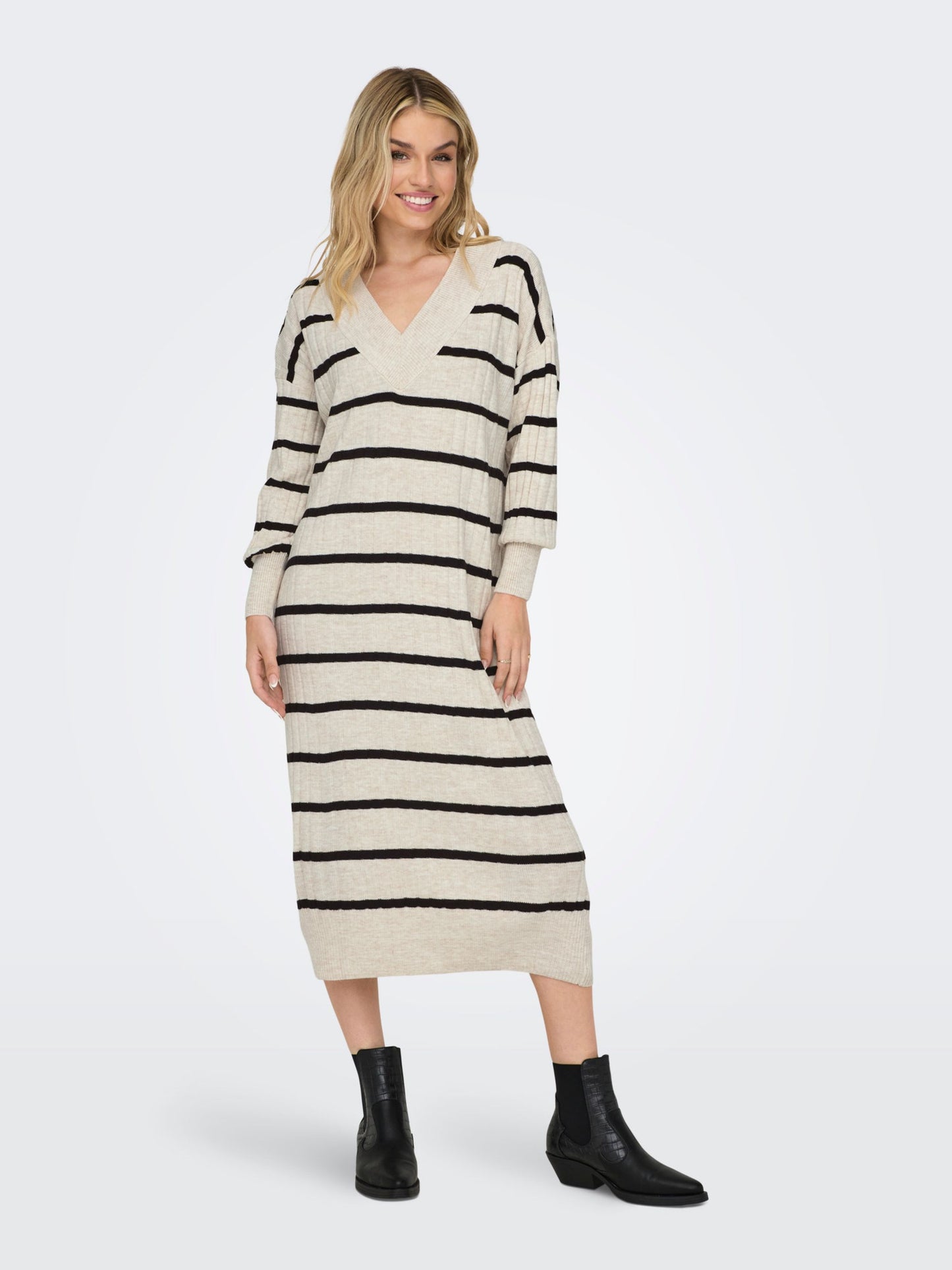 ONLY Knitted Striped Midi Dress