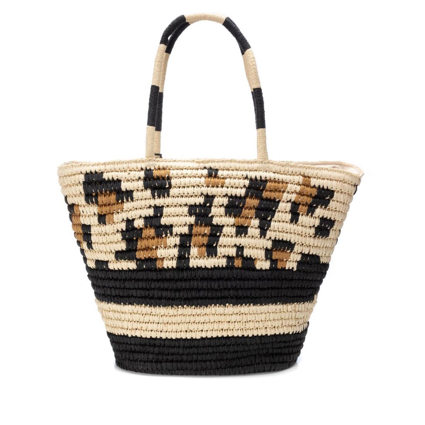 XTI Black Large Raffia Bag - 184325
