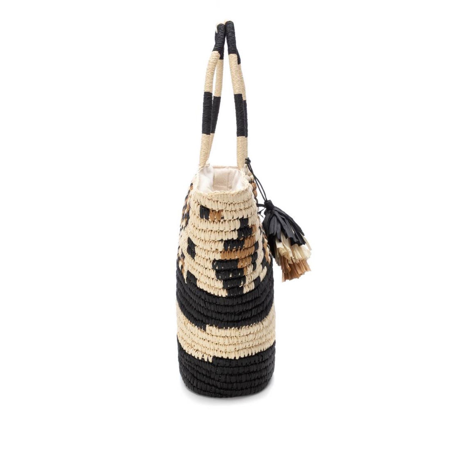 XTI Black Large Raffia Bag - 184325