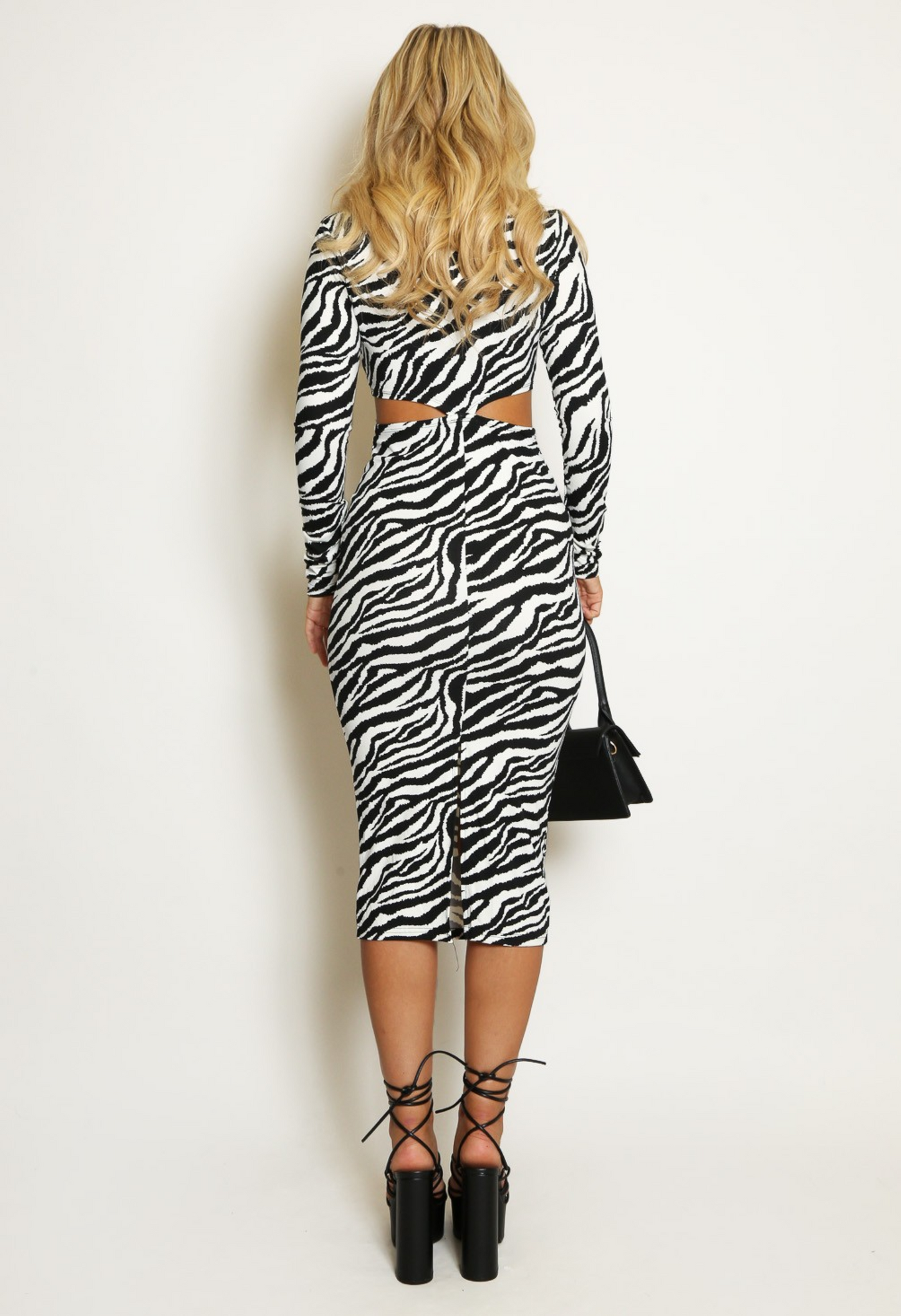Zebra Print Cut Out Midi Dress