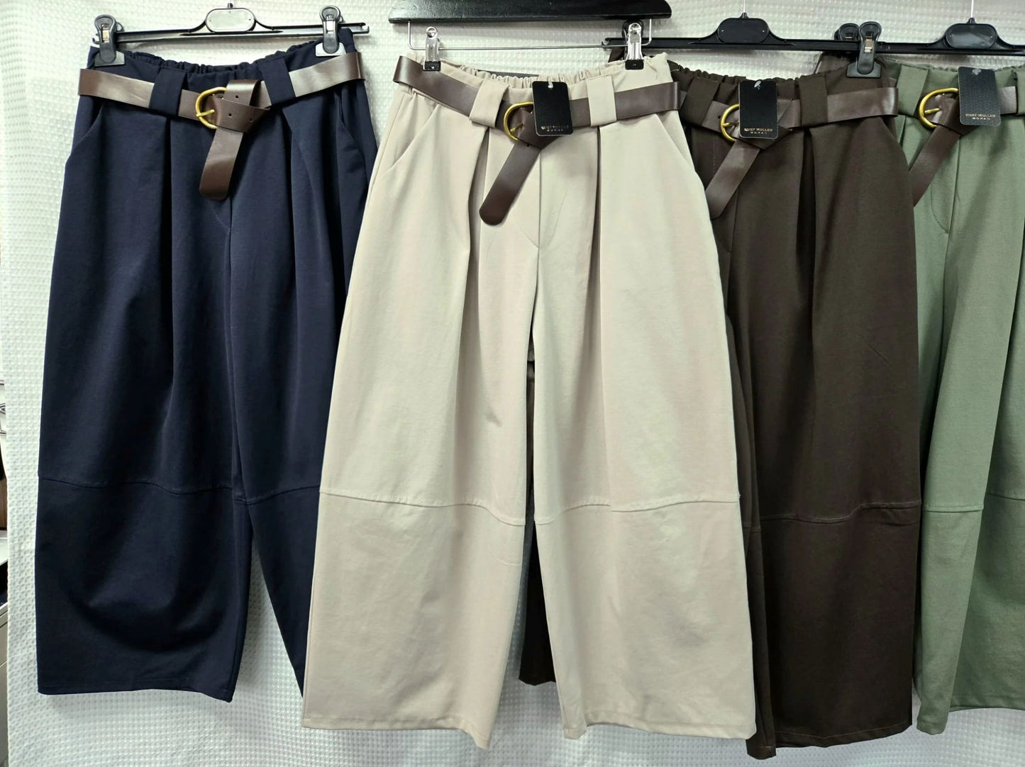 Barrell Leg Belted Trousers